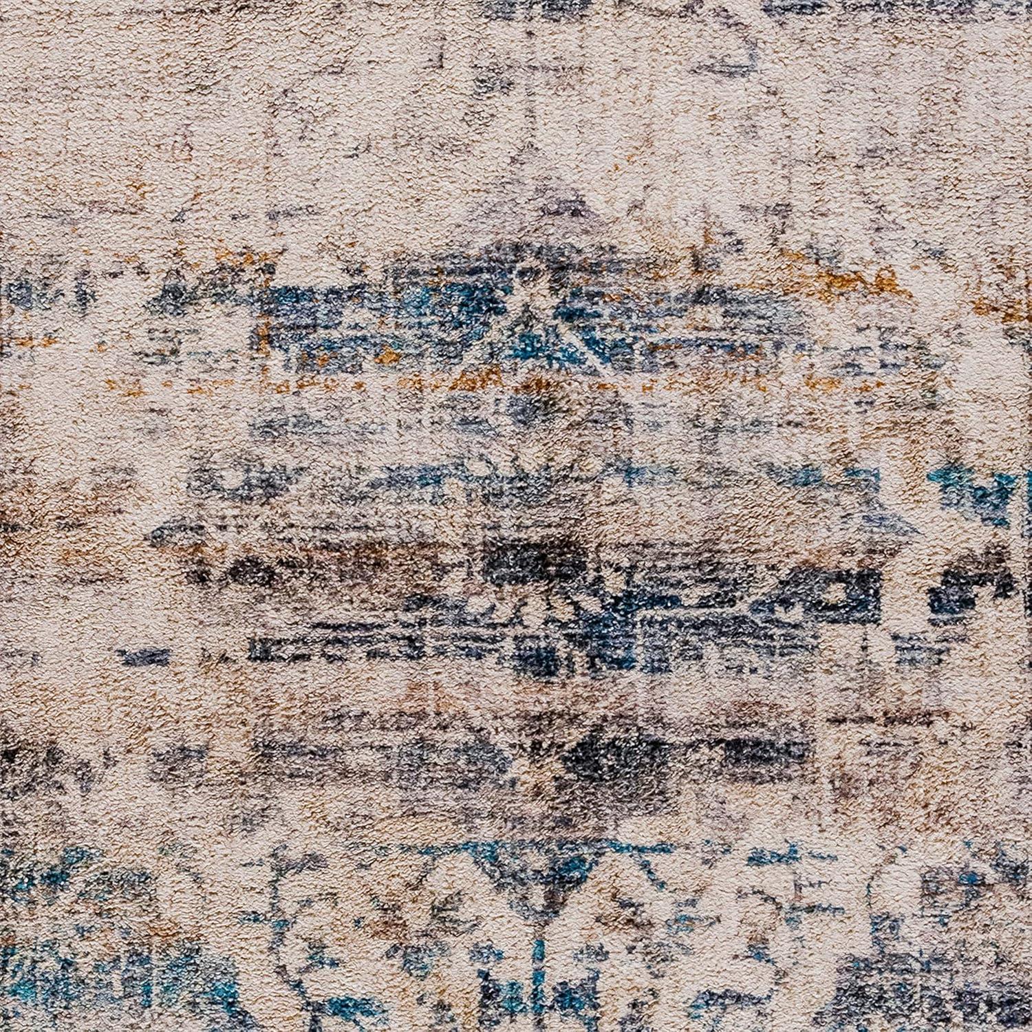 Old English Distressed Blue Synthetic Area Rug - 8' x 10'