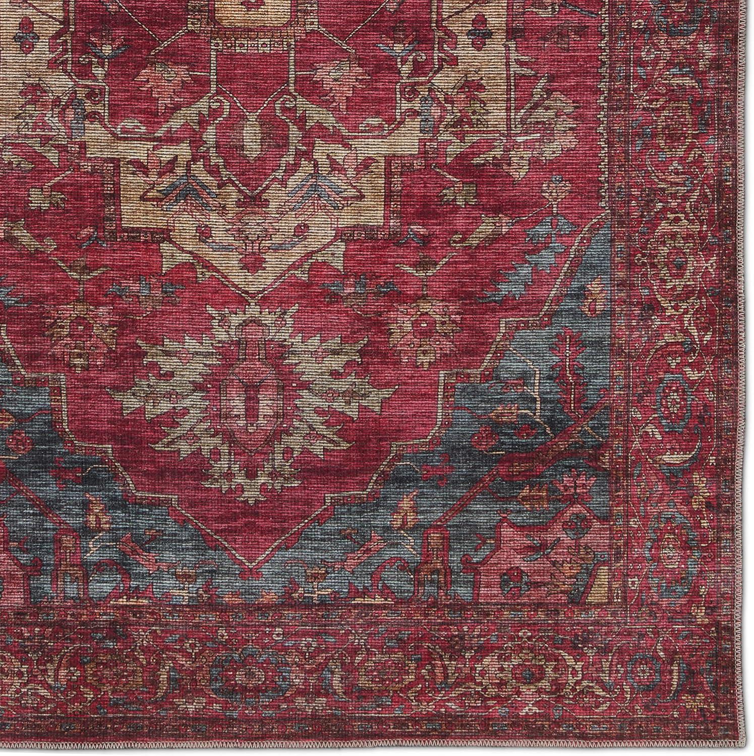 Handmade Red Medallion Cotton Rectangular Area Rug