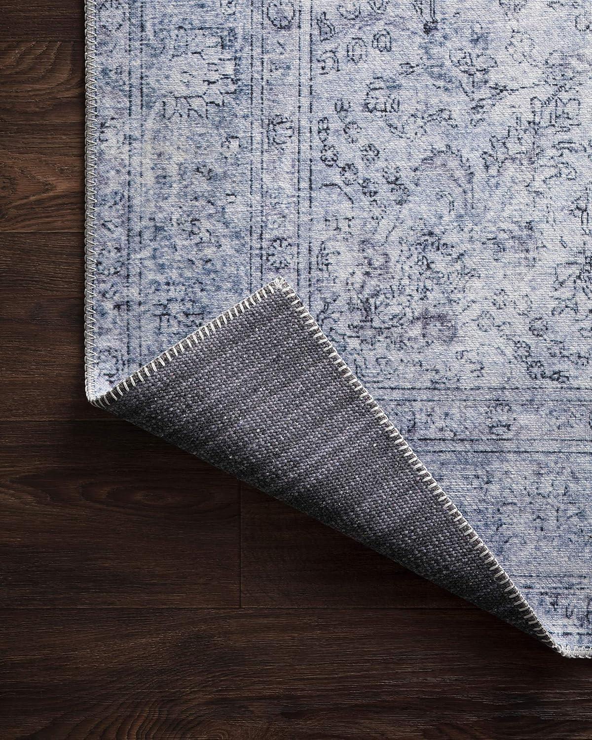 Slate Blue Hand-Knotted Low Pile Area Rug