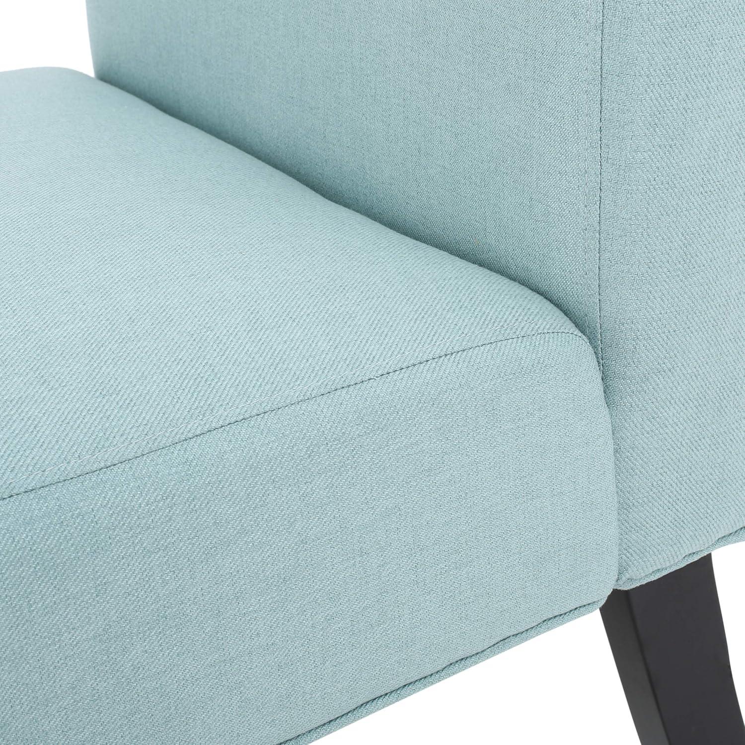 Light Blue Fabric Accent Chair with Rubberwood Legs