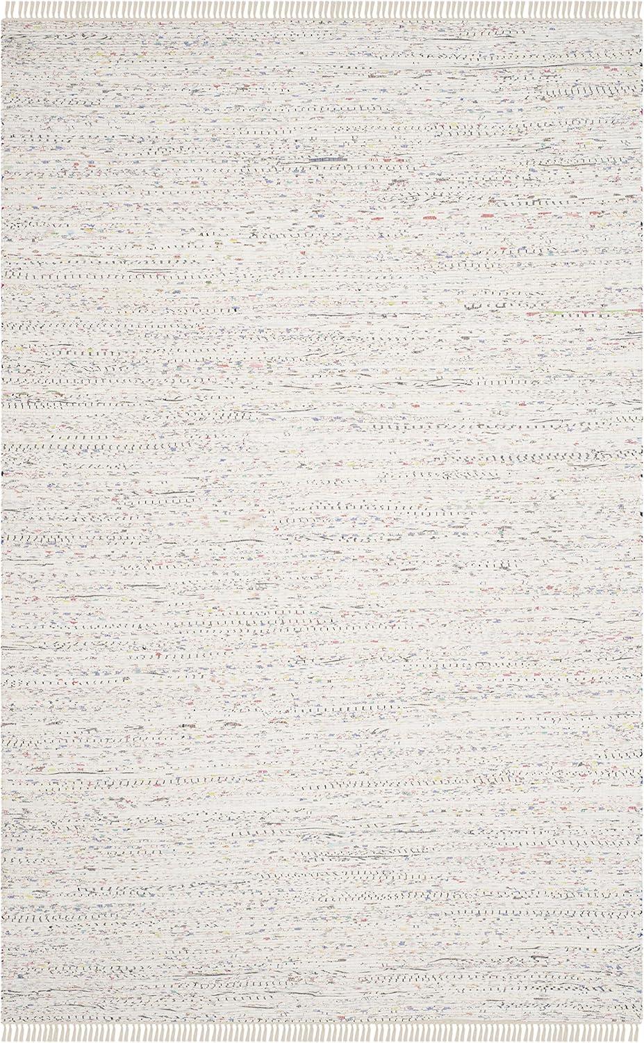 Rag Rug RAR121 Hand Woven Indoor Area Rug - 6'x9' - Ivory/Multi - Safavieh