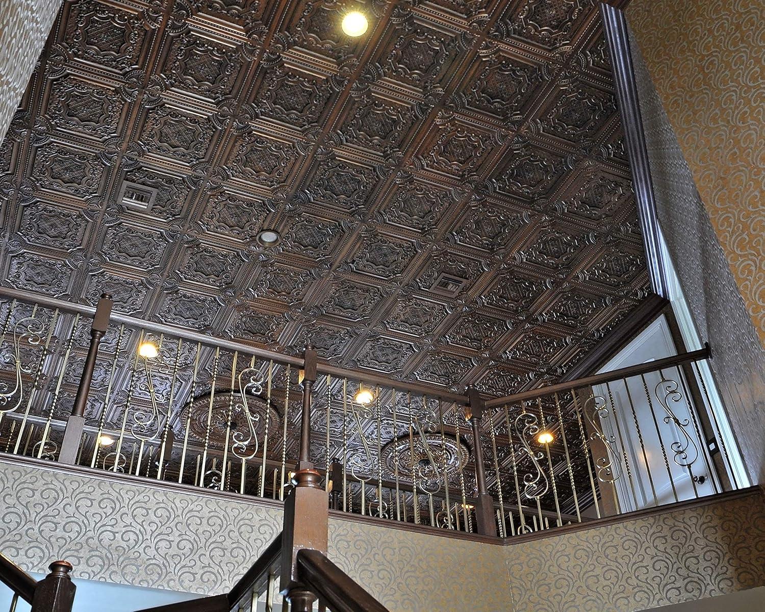 Elizabethan Shield 2 Ft. X 2 Ft. Drop-In Or Glue-Up PVC Ceiling Tile (Set of 25)