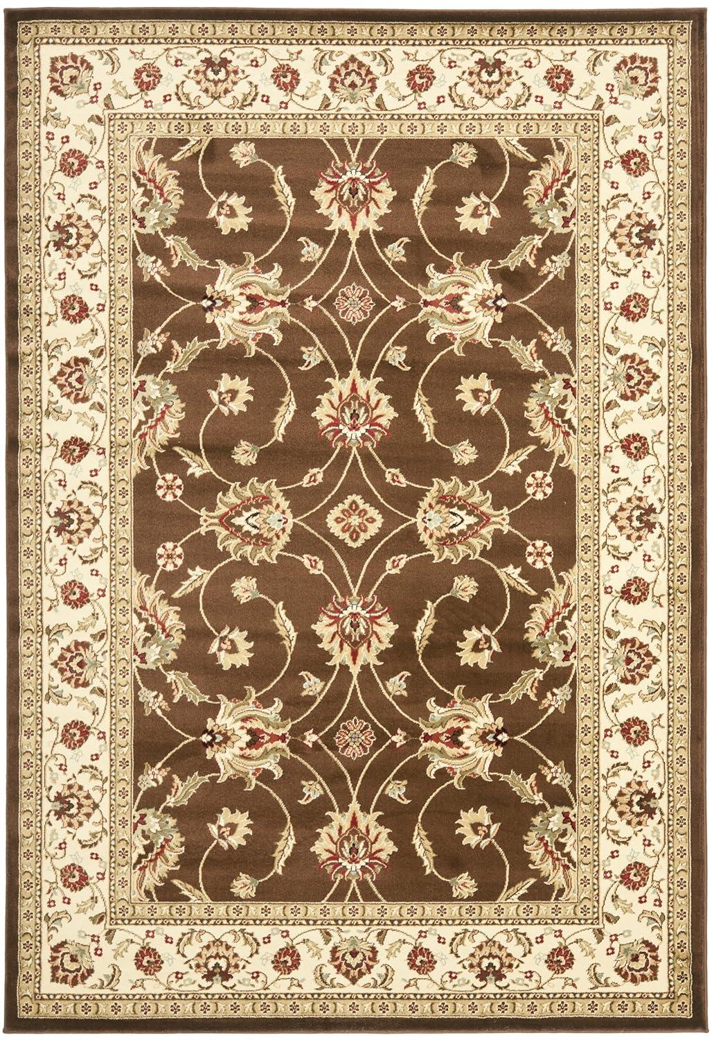 Lyndhurst LNH553 Power Loomed Area Rug - Brown/Ivory - 5'3"x7'6" - Safavieh