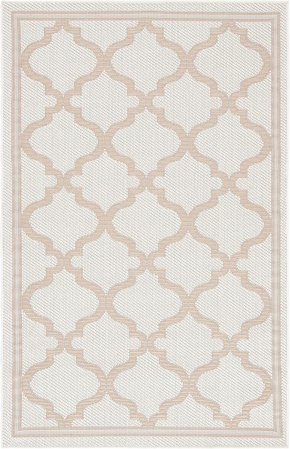 SAFAVIEH Bermuda Tamaya Geometric Machine Washable Indoor/Outdoor Area Rug, Ivory/Beige, 3' x 5'