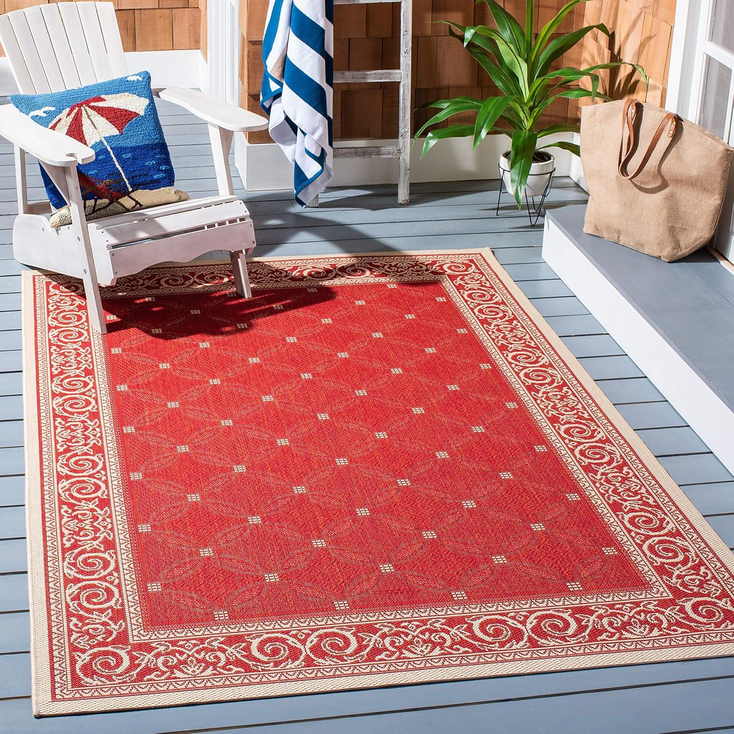 Burnt Orange Baroque Print Square Synthetic Area Rug