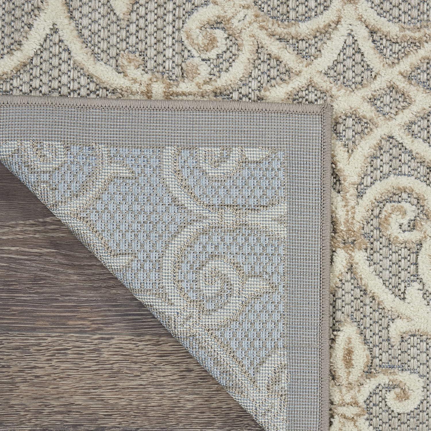 Nourison Aloha Contemporary Scroll Flatweave High-Low Indoor Outdoor Area Rug Natural 5'3" x 7'5"