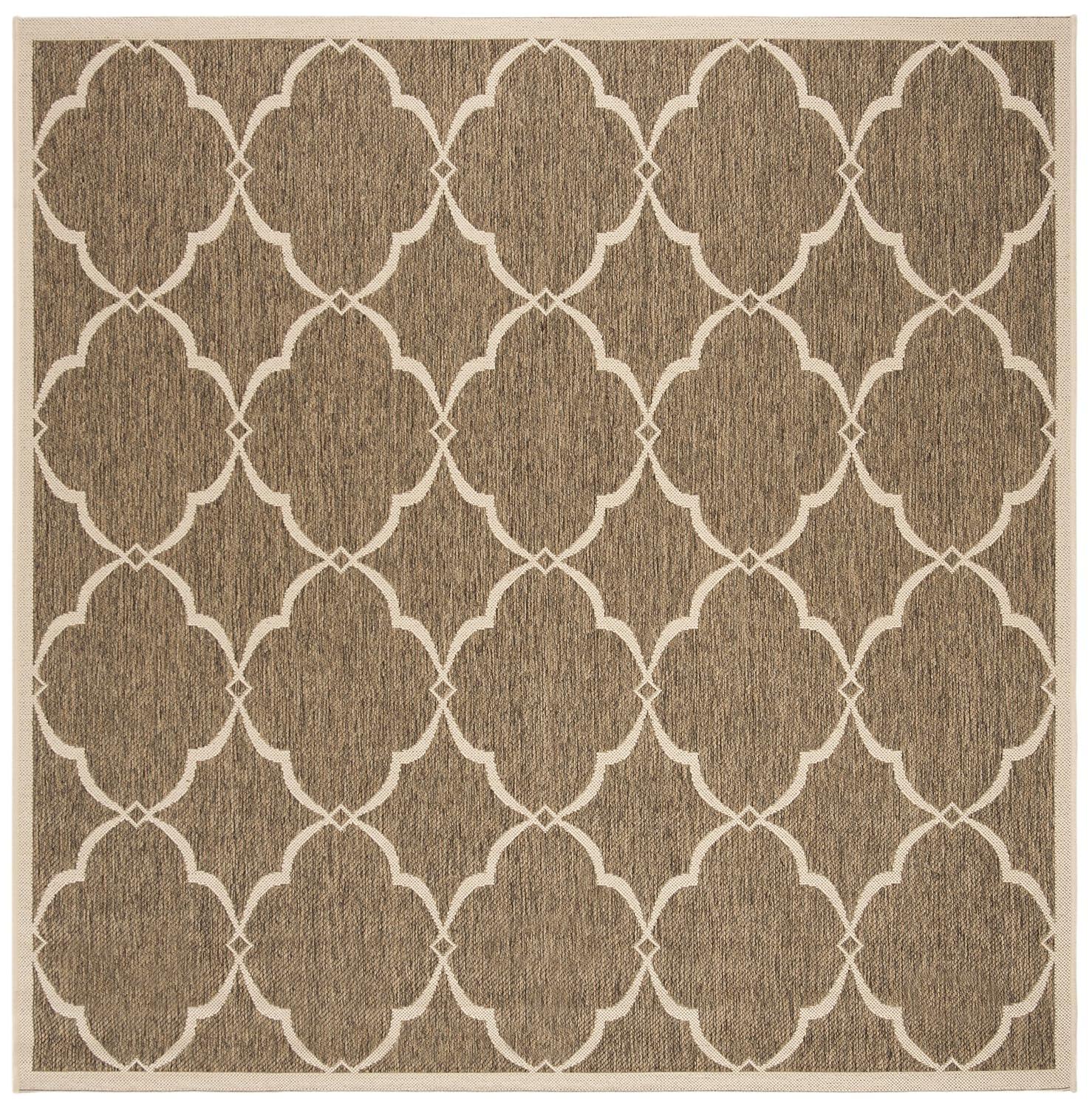 Beach House BHS125 Power Loomed Indoor/Outdoor Area Rug - Beige/Cream - 6'7"x6'7" - Safavieh