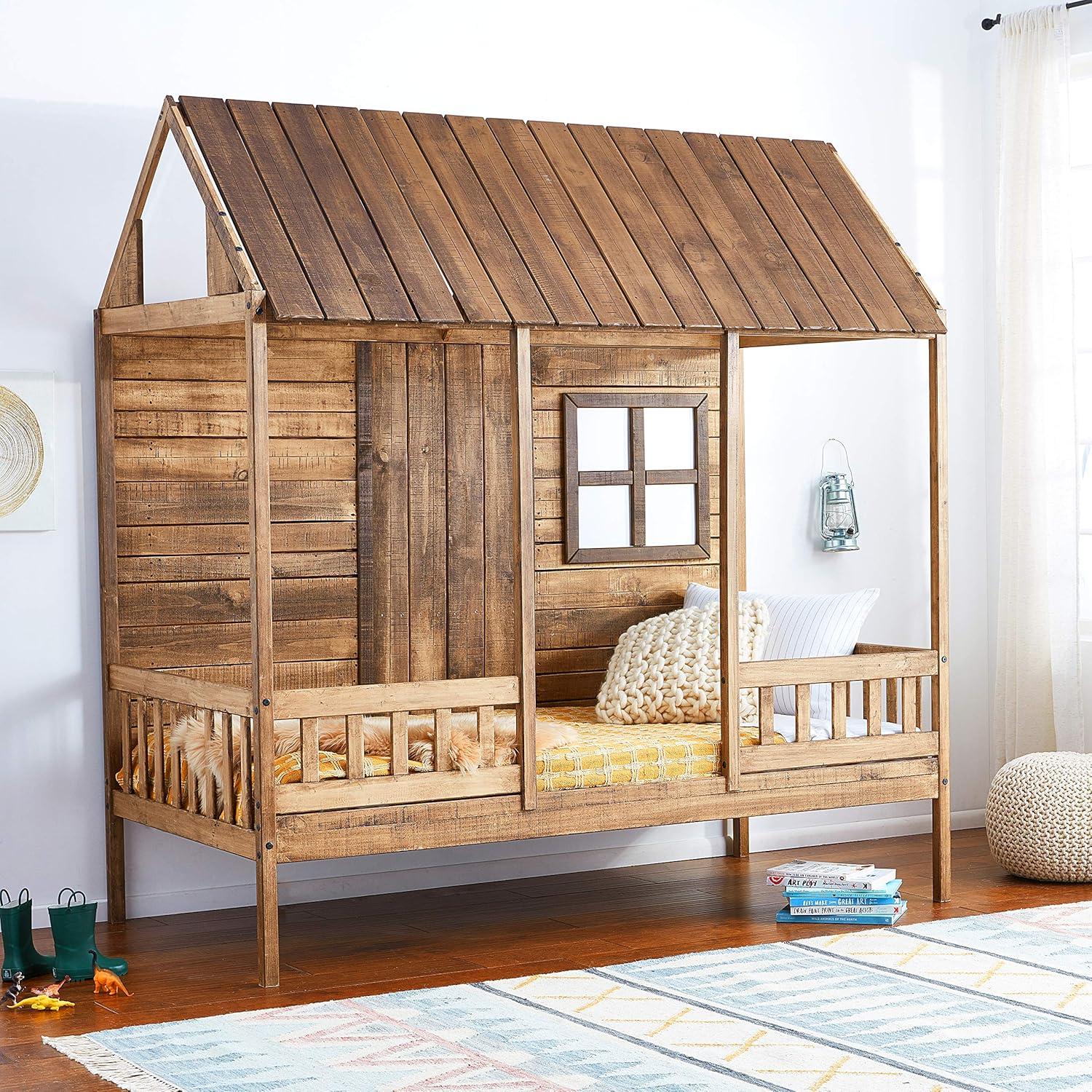 Donco Kids PD-1899TRD Twin Front Porch Low Loft, Rustic Driftwood
