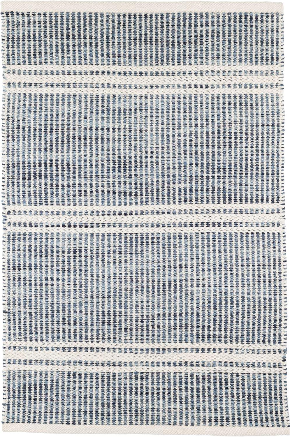 Malta Blue Handwoven Wool Striped Area Rug