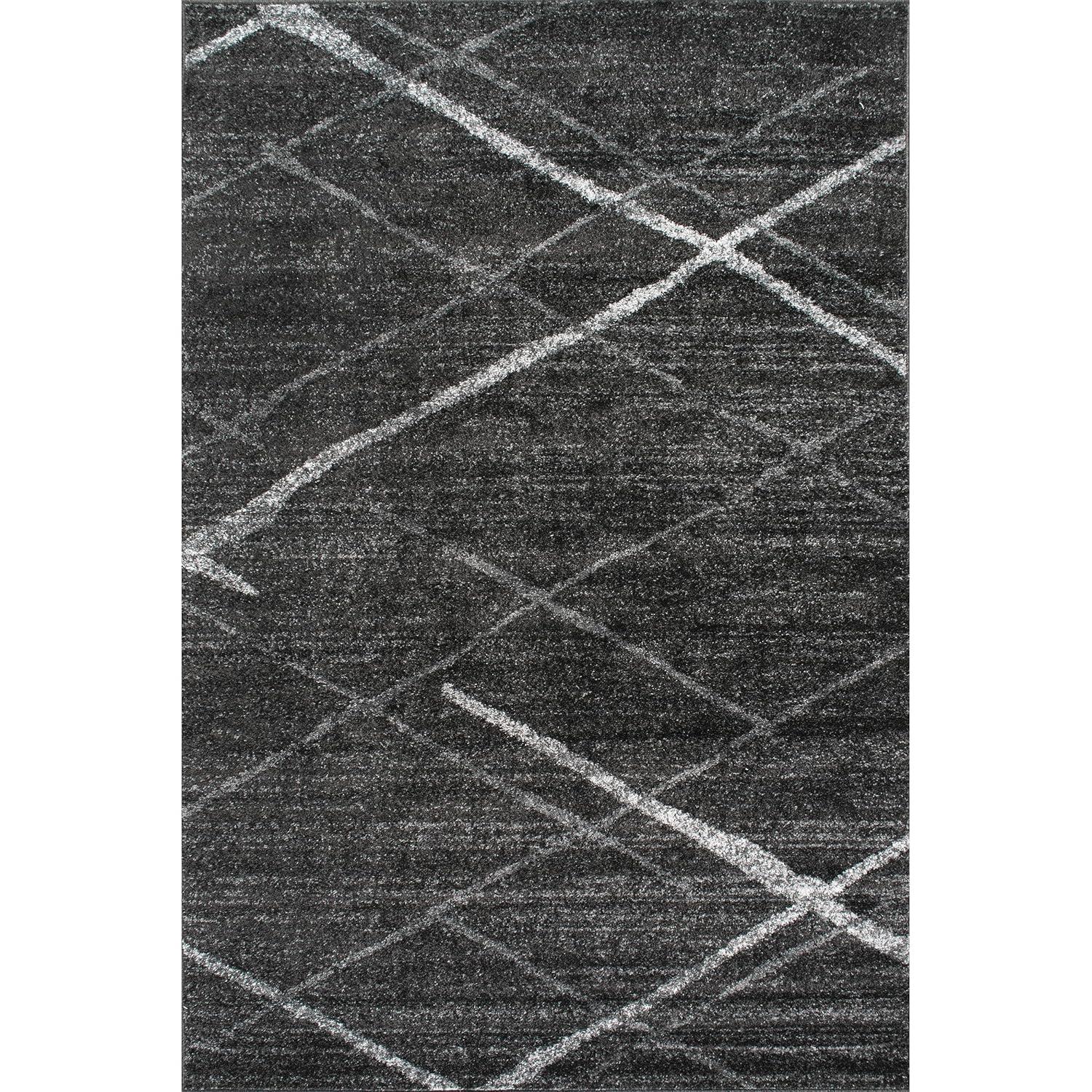 Nuloom 4 Square Thigpen Contemporary Indoor Area Rug, Charcoal, Abstract Lines, Non-Slip Backing, Stain Resistant, Bedroom Living Room, Kitchen