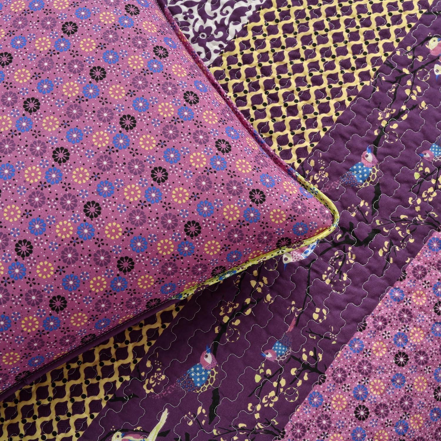 3pc King Royal Empire Quilt Set Plum - Lush Décor: Reversible Bedspread, OEKO-TEX Certified