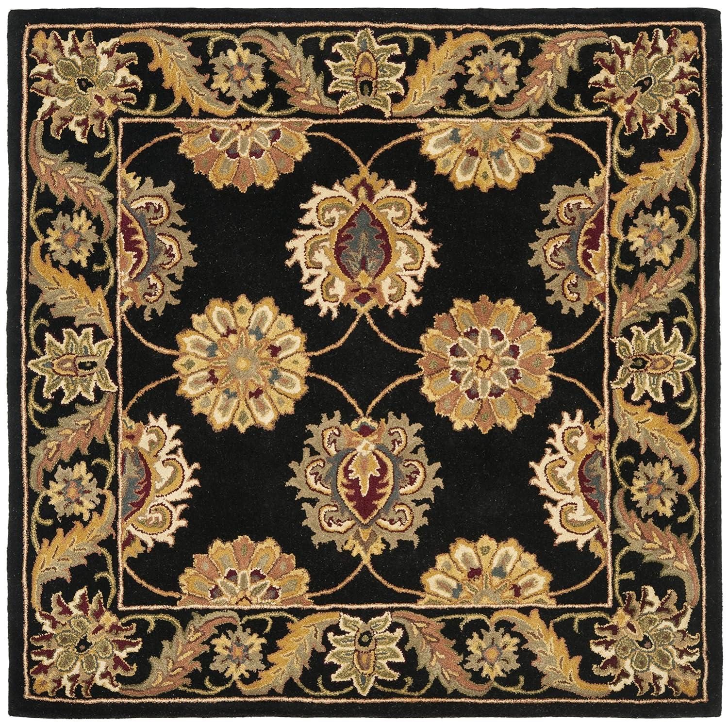 Heritage HG314 Handmade Area Rug - 8'x8' - Black - Safavieh