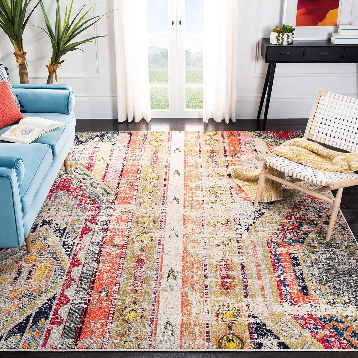 Madison MAD422 Power Loomed Area Rug - Grey/Orange - 3'x3' - Safavieh.