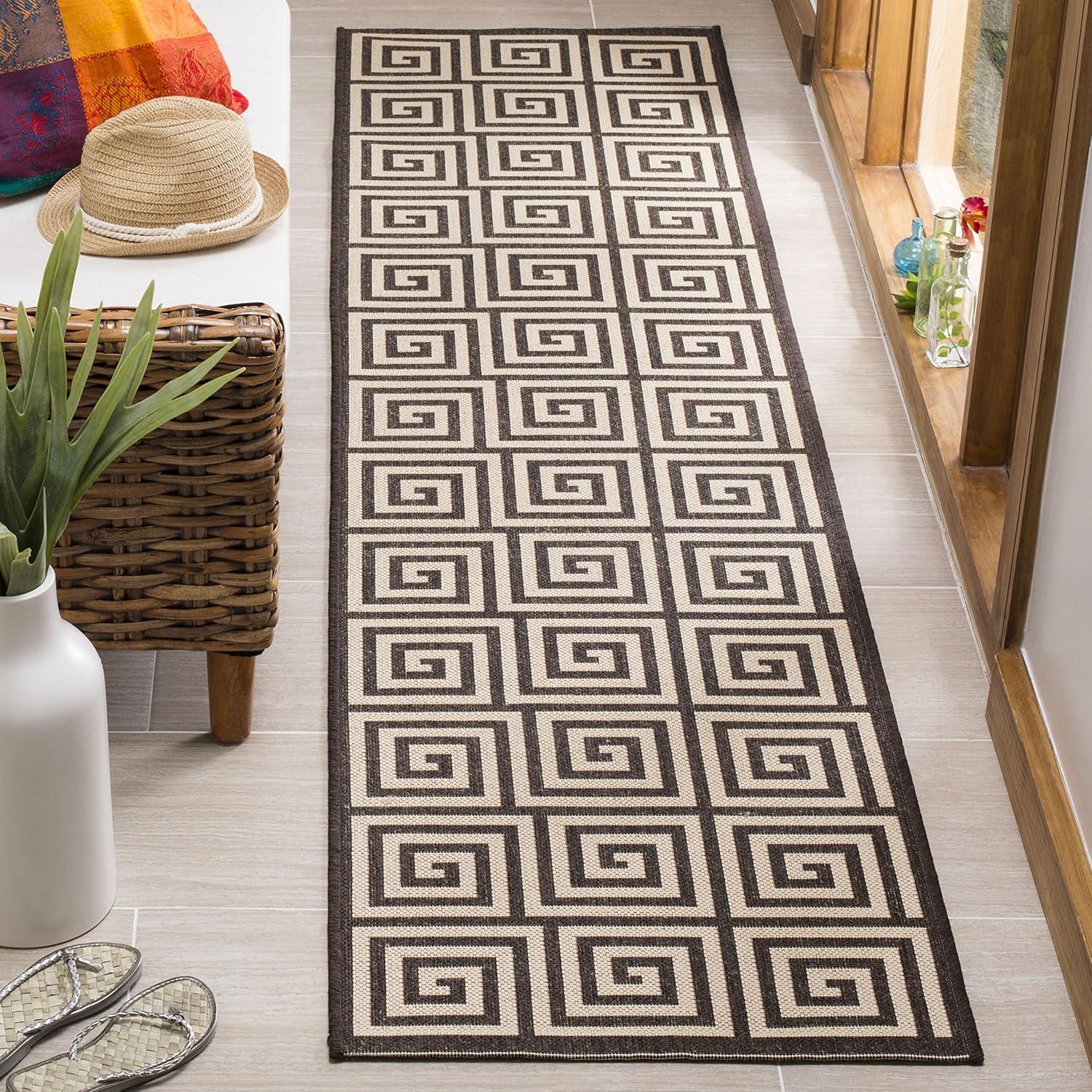 Linden LND129 Power Loomed Runner Rug - Creme/Brown - 2'2"x8' - Safavieh