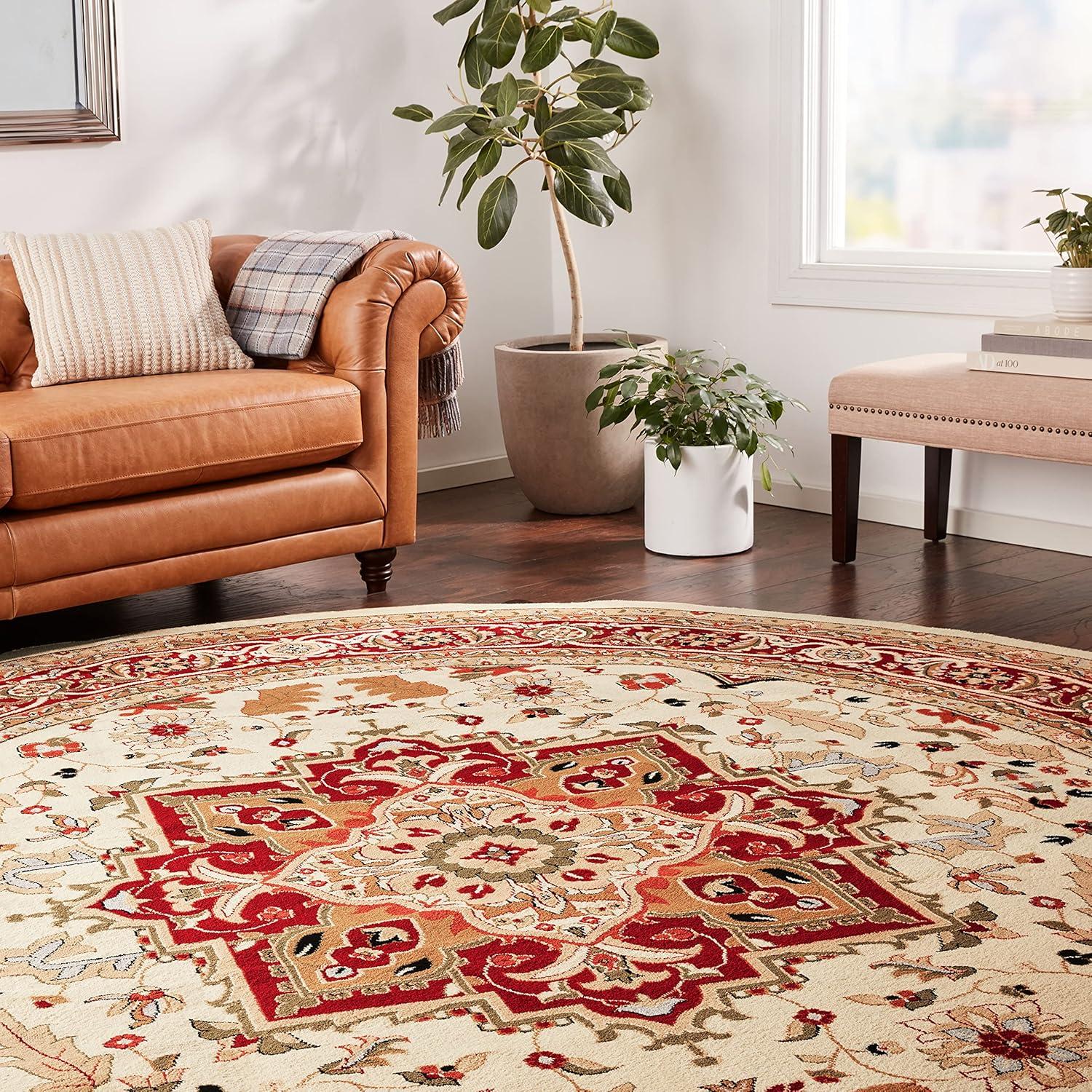 Ivory Symphony 10' Round Easy-Care Synthetic Area Rug