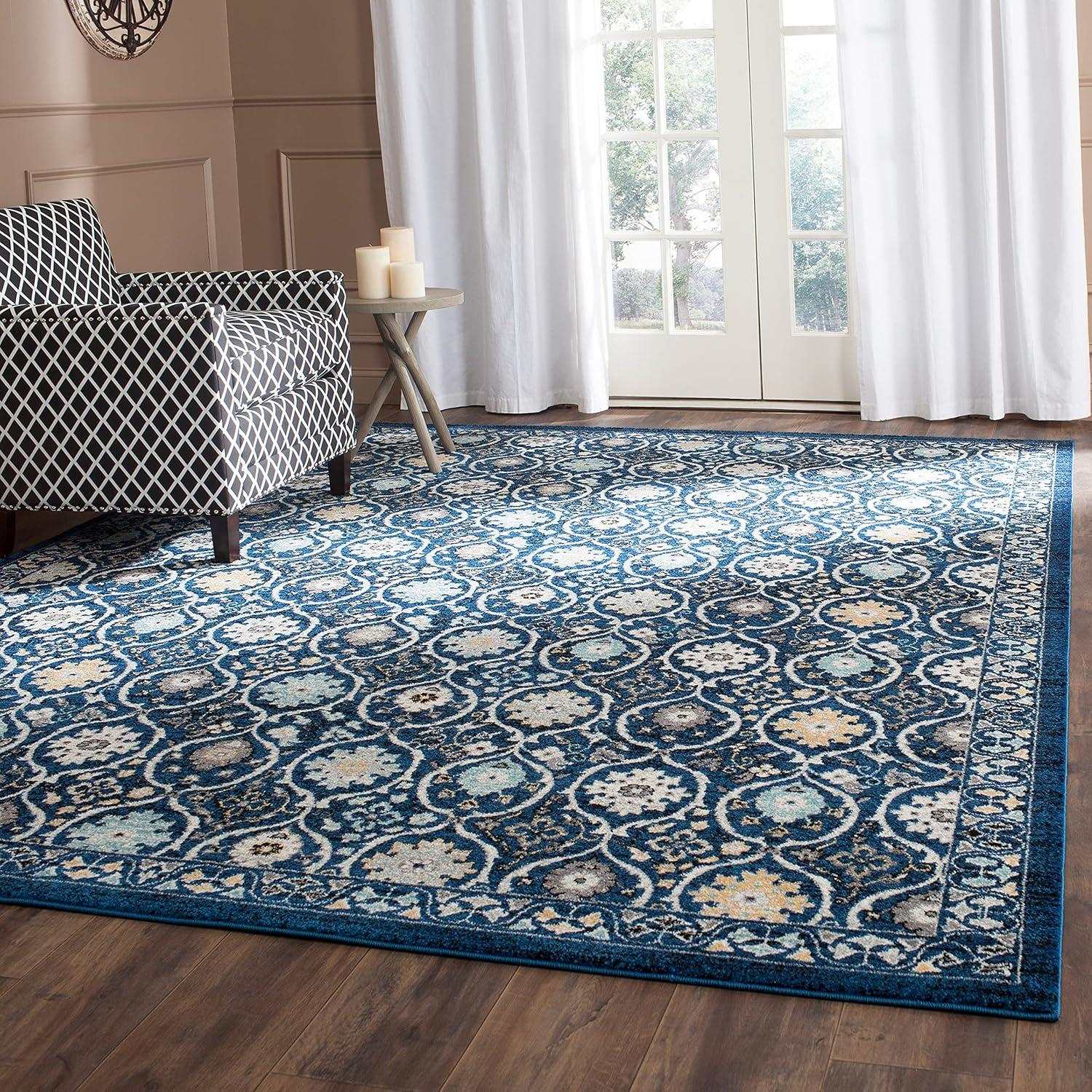Evoke EVK210 Power Loomed Area Rug - Royal/Ivory - 8'x10' - Safavieh.