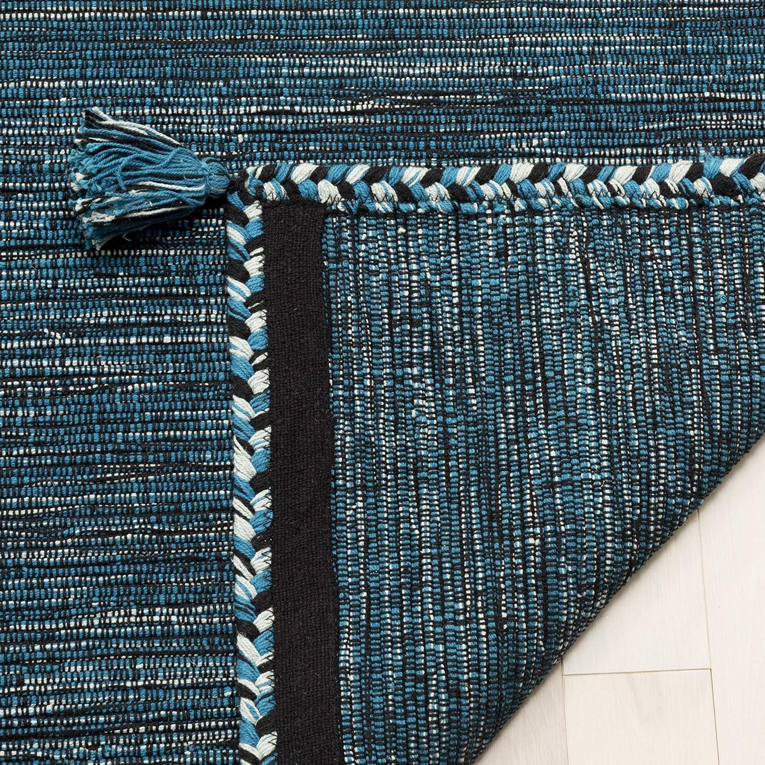 SAFAVIEH Montauk Bijar Solid Cotton Area Rug, Blue/Black, 2' x 3'