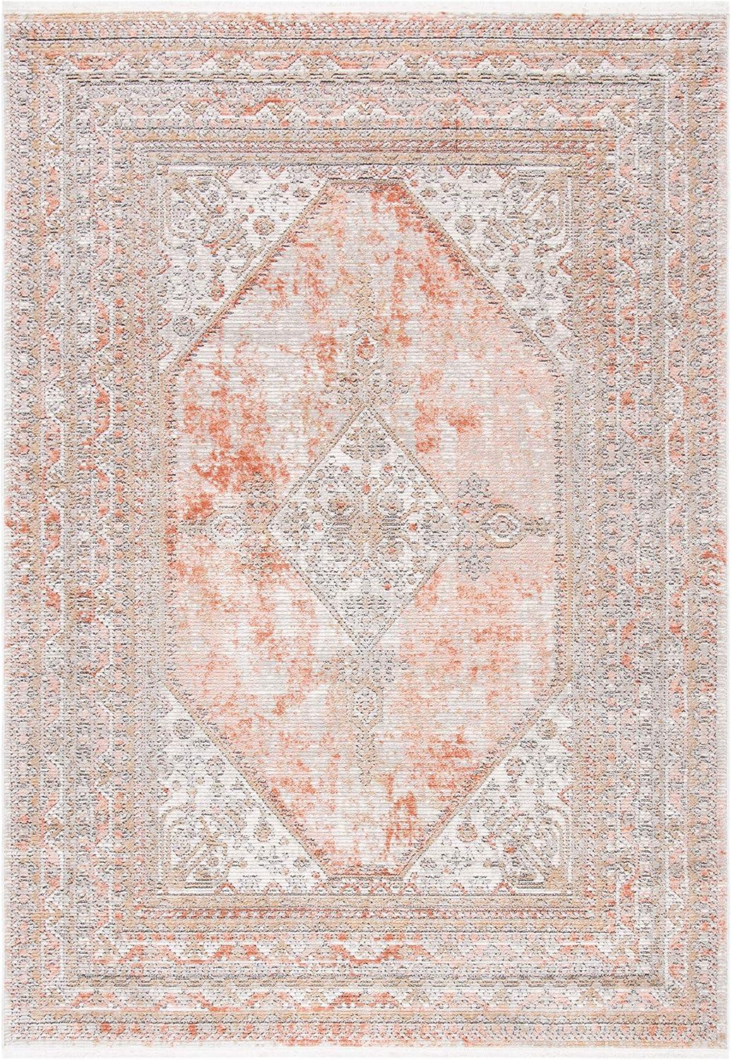 Shivan SHV725 Power Loomed Indoor Area Rug - Rose/Grey - 5'3"x7'6" - Safavieh