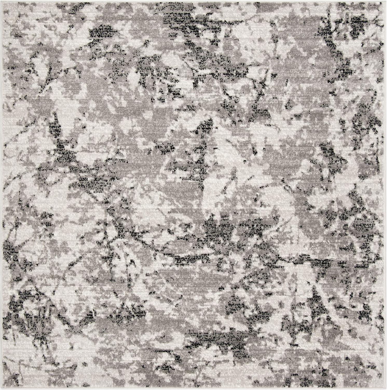 SAFAVIEH Skyler Joisse Abstract Area Rug, Grey/Ivory, 7' x 7' Square