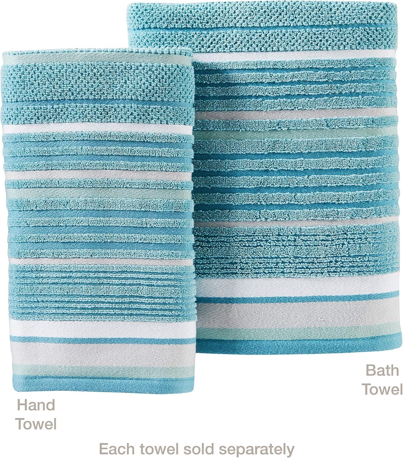 SKL Home Seabrook Stripe Bath Towel, Teal, 27" x 50"