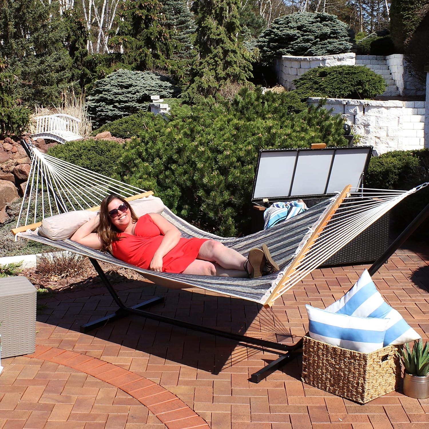 2-Person Quilted Polyester Spreader Bar Hammock