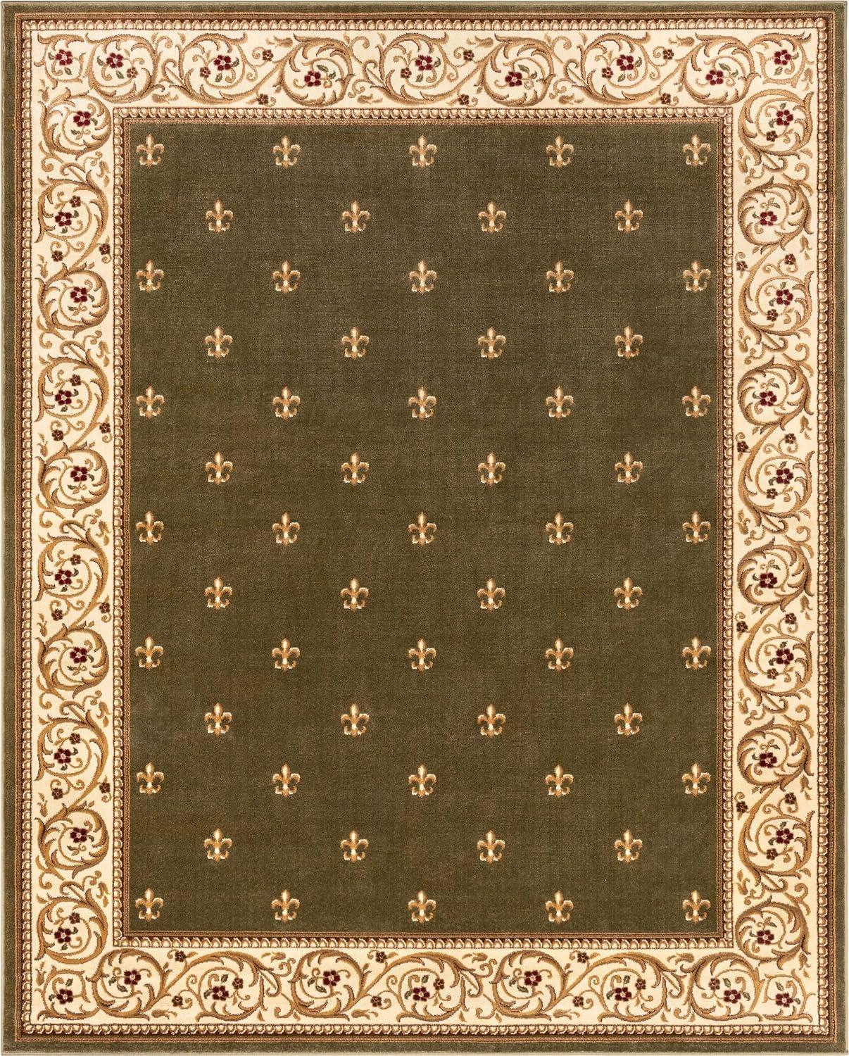 Well Woven Barclay Collection Fleur de Lis Light Blue 7'10" x 9'10" Area Rug - for Living Room, Bedroom, and Dining Room