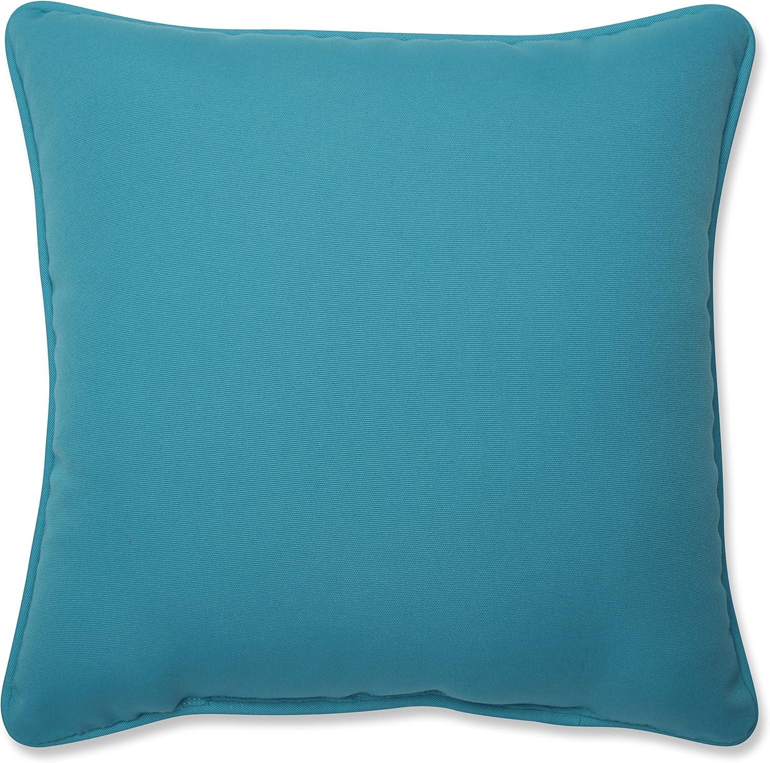 Teal Blue Embroidered Square Throw Pillow