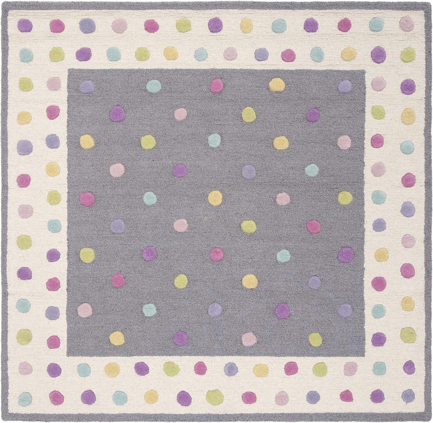 Gray and Multicolor Wool Geometric Kids Area Rug