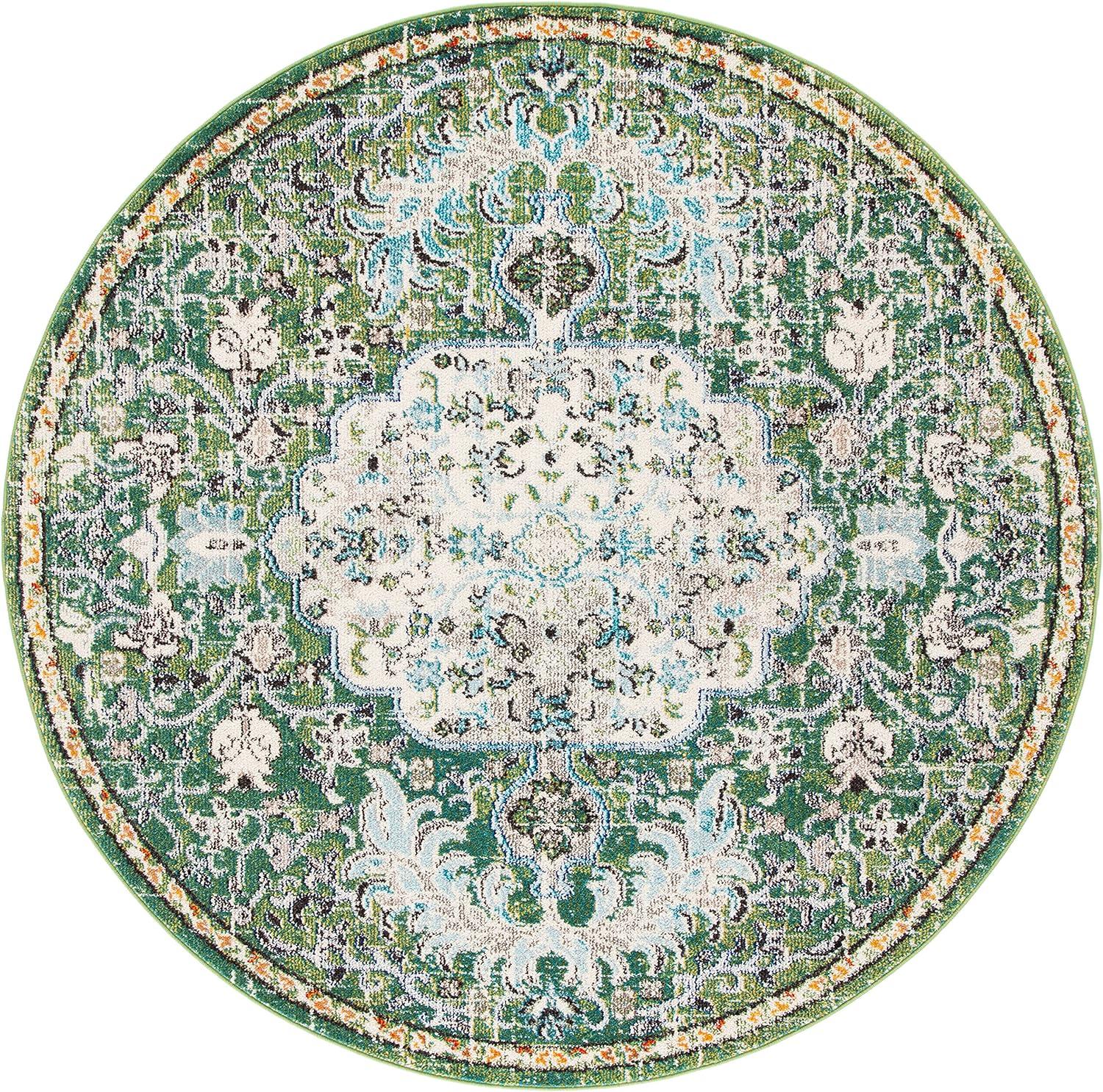 Madison MAD447 Power Loomed Area Rug - Green/Turquoise - 9' round - Safavieh.