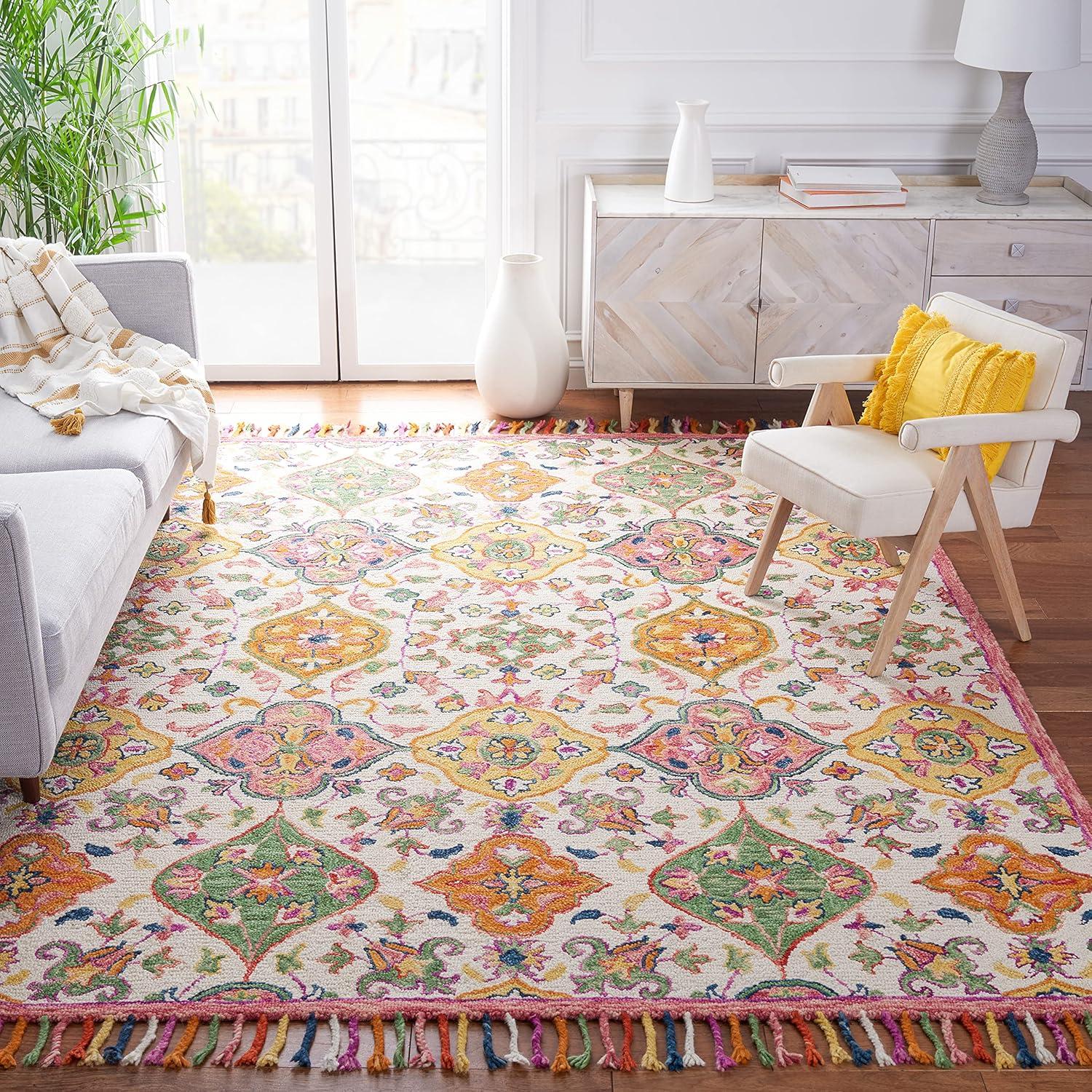 Blossom BLM456 Hand Tufted Area Rug - Ivory/Multi - 4'x6' - Safavieh.