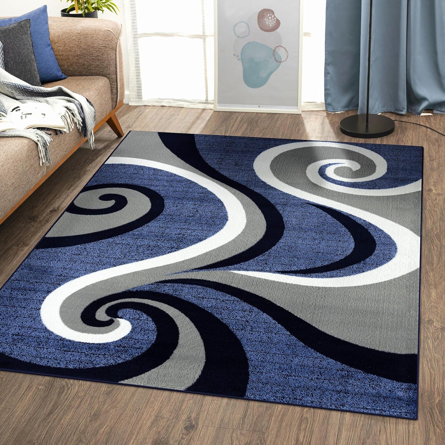 Luxe Weavers Contemporary Abstract Geometric Swirl Area Rug