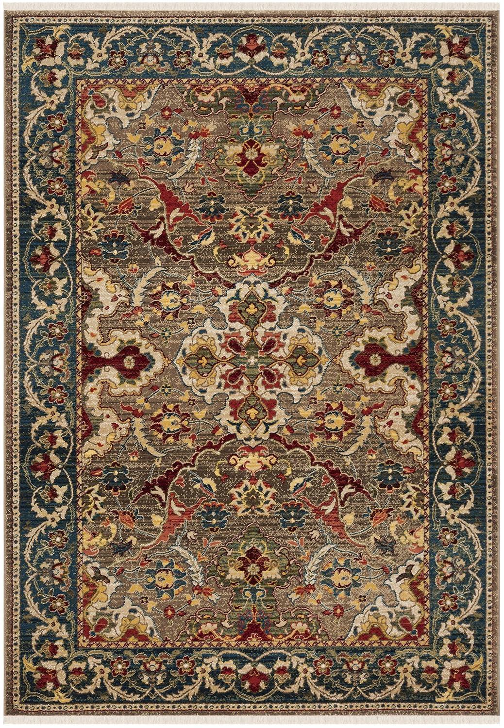 Kashan KSN307 Power Loomed Area Rug - Taupe/Blue - 5'1"x7'5" - Safavieh