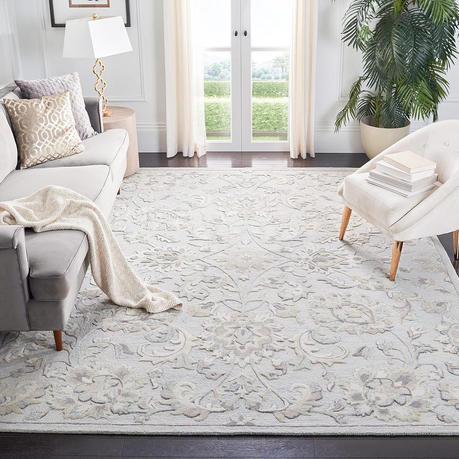 Glamour GLM624 Hand Tufted Indoor Area Rug - Light Blue/Ivory - 6'x6' - Safavieh
