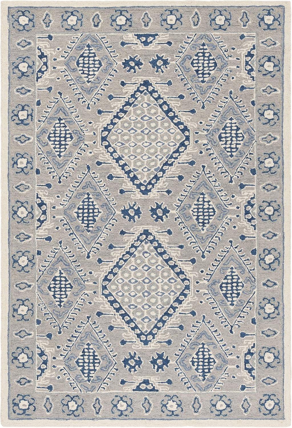 Micro-Loop MLP511 Hand Tufted Indoor Accent Rug - Light Grey/Blue - 4'x6' - Safavieh
