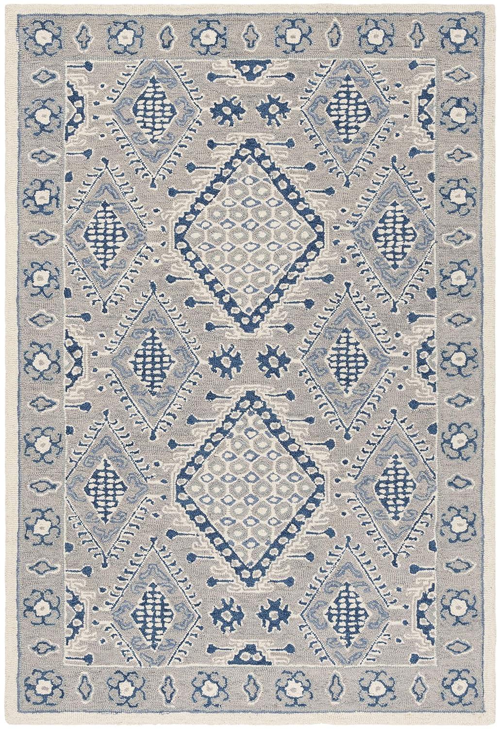 Micro-Loop MLP511 Hand Tufted Indoor Accent Rug - Light Grey/Blue - 4'x6' - Safavieh