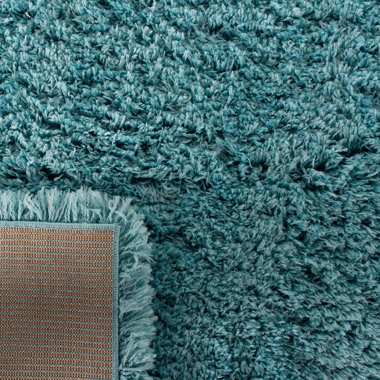 Blue 9' x 12' Solid Shag Synthetic Area Rug