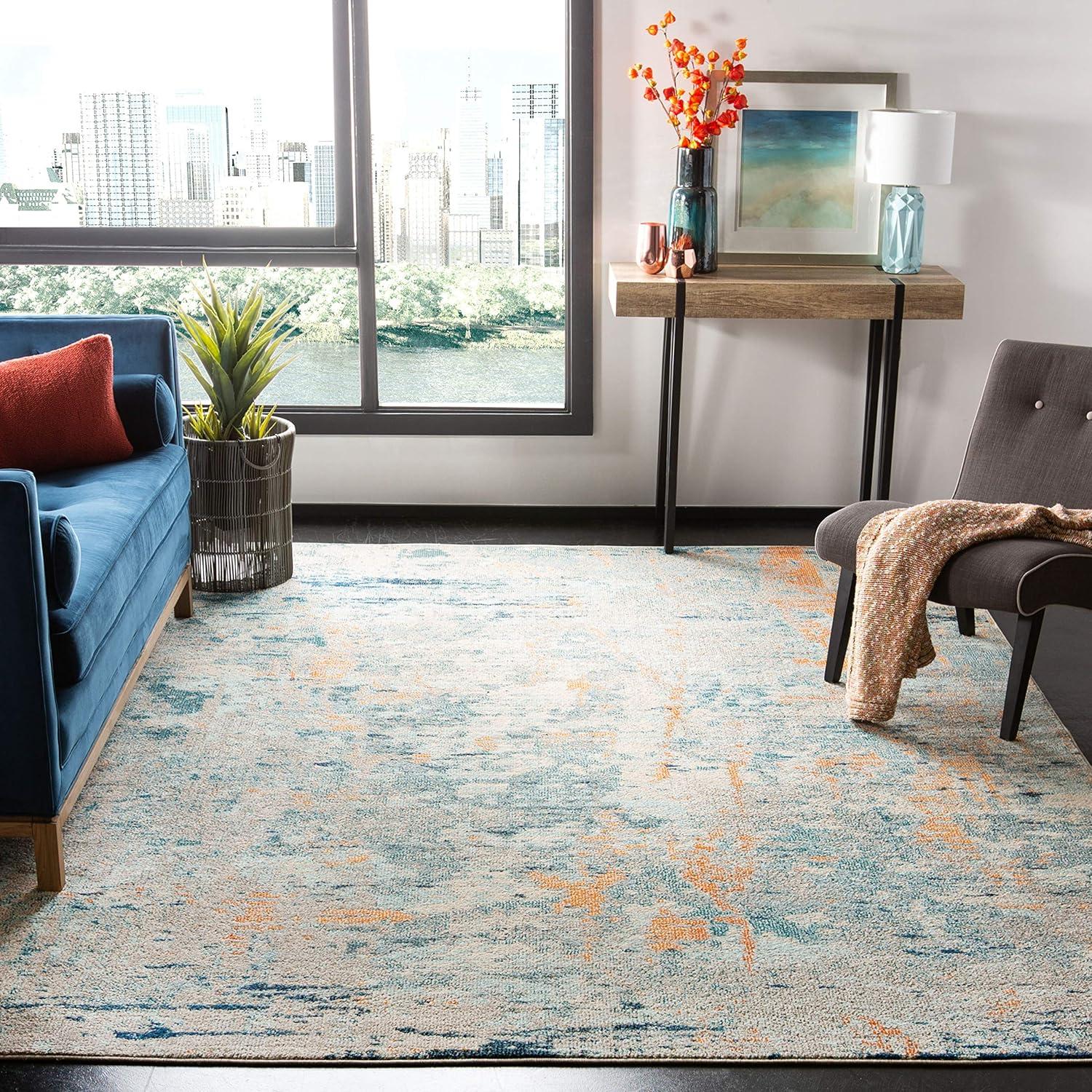 Madison MAD457 Power Loomed Indoor Area Rug - Light Blue/Beige - 5'3"x7'6" - Safavieh