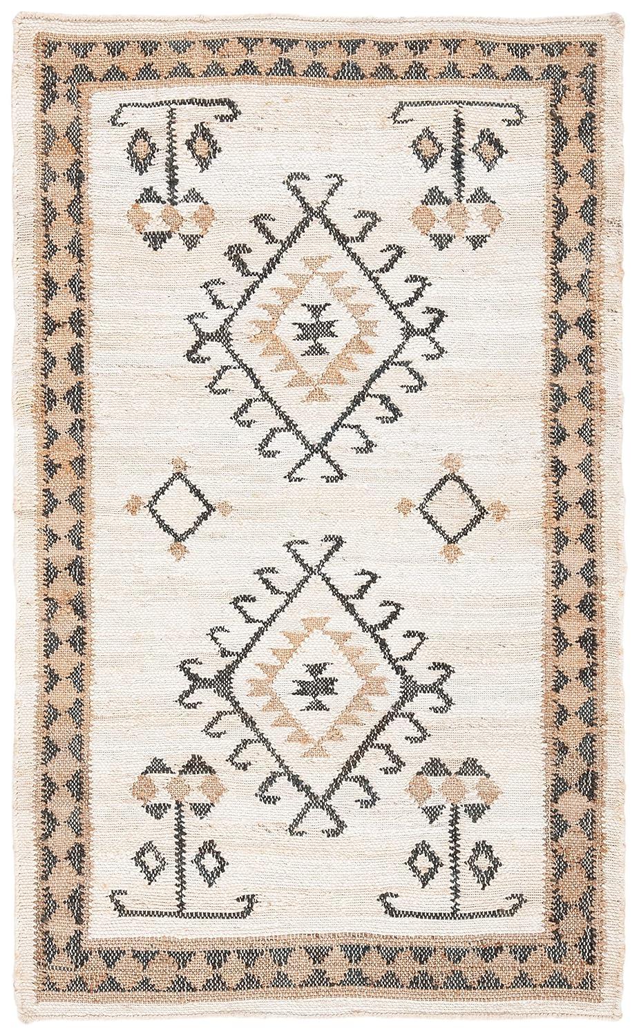 Kilim KLM762 Flat Weave Accent Rug - Ivory/Black - 3'x5' - Safavieh