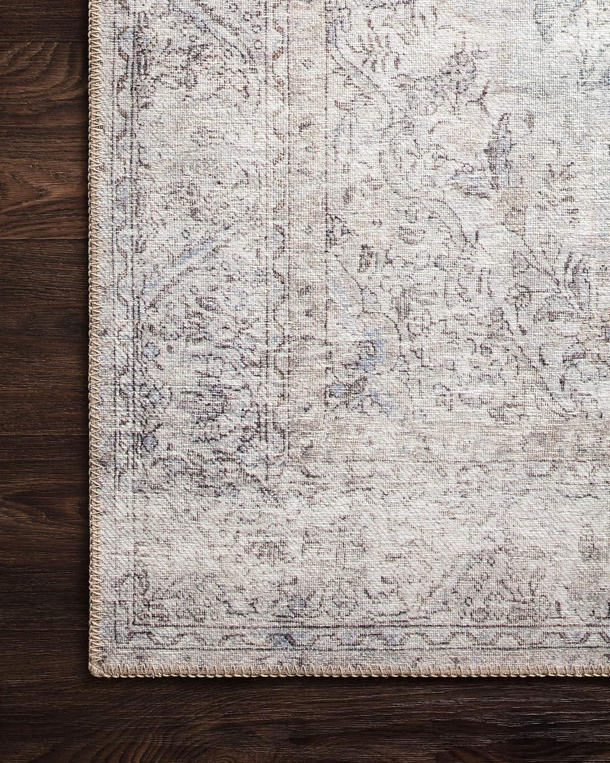 Gray Floral Motif Hand-Knotted Synthetic Area Rug