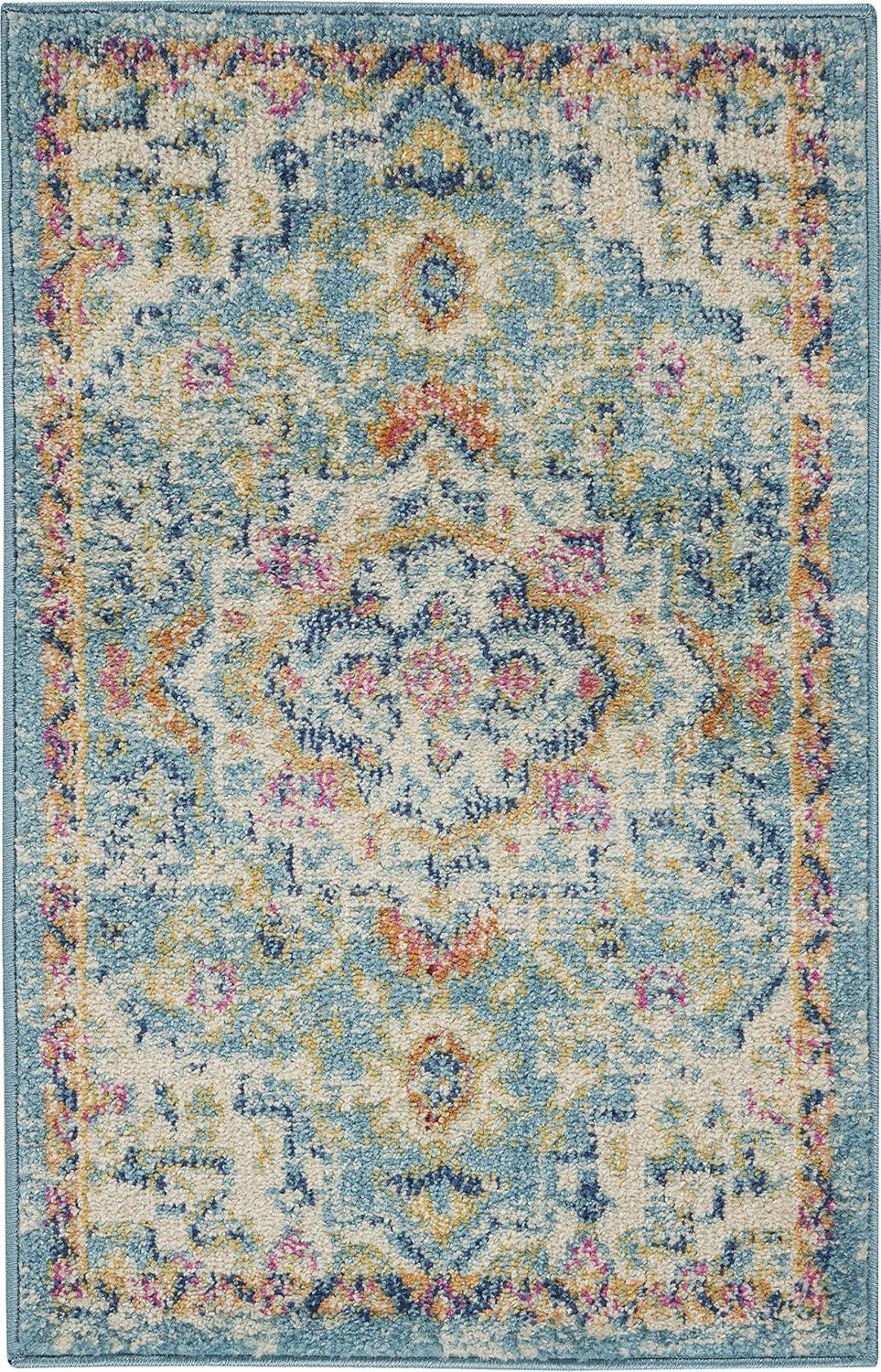 Ivory Elegance Floral Bliss 23" Synthetic Easy-Care Area Rug