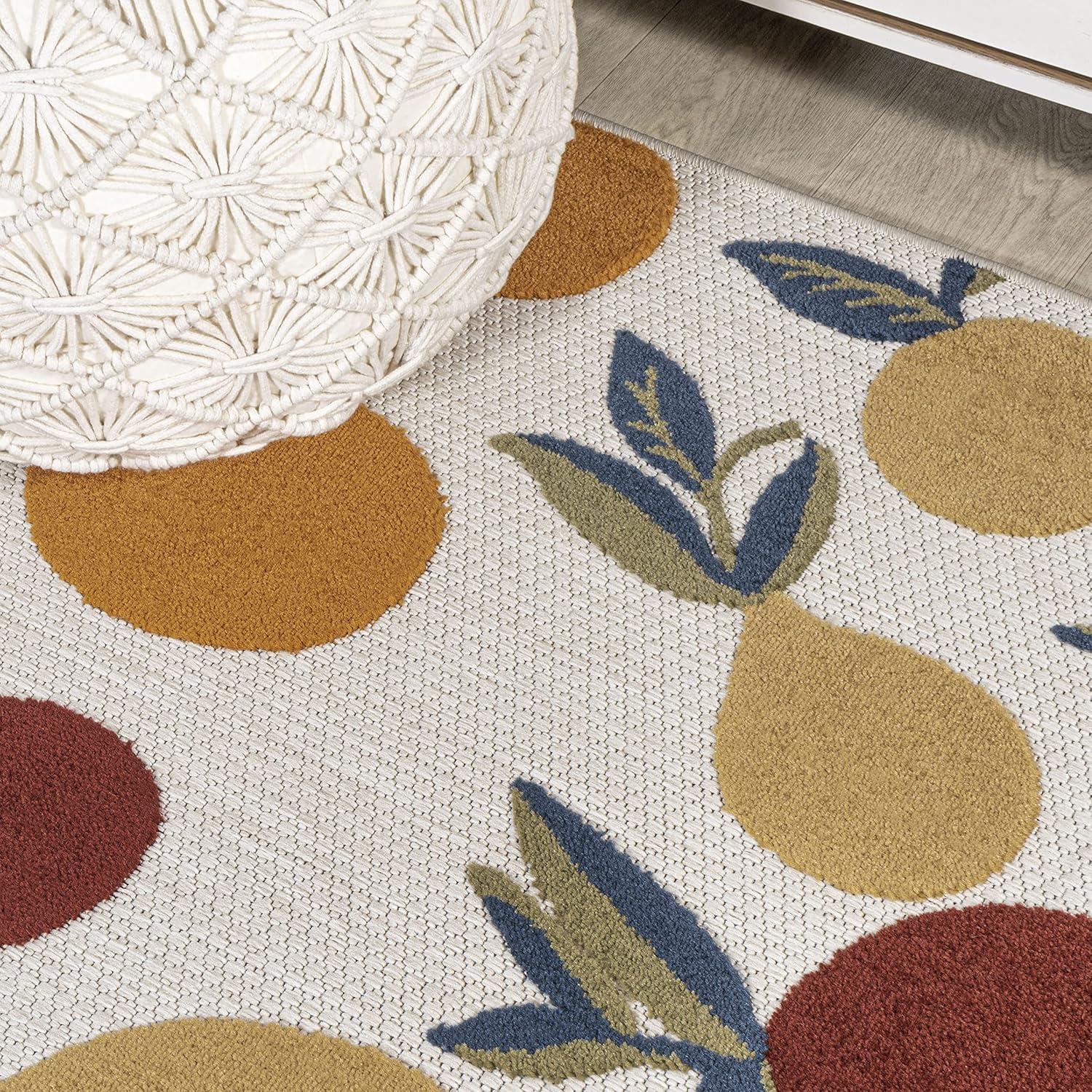 4' x 6' Limone Bold Lemon High-Low Indoor/Outdoor Area Rug, Orange/Beige/Cream - JONATHAN Y