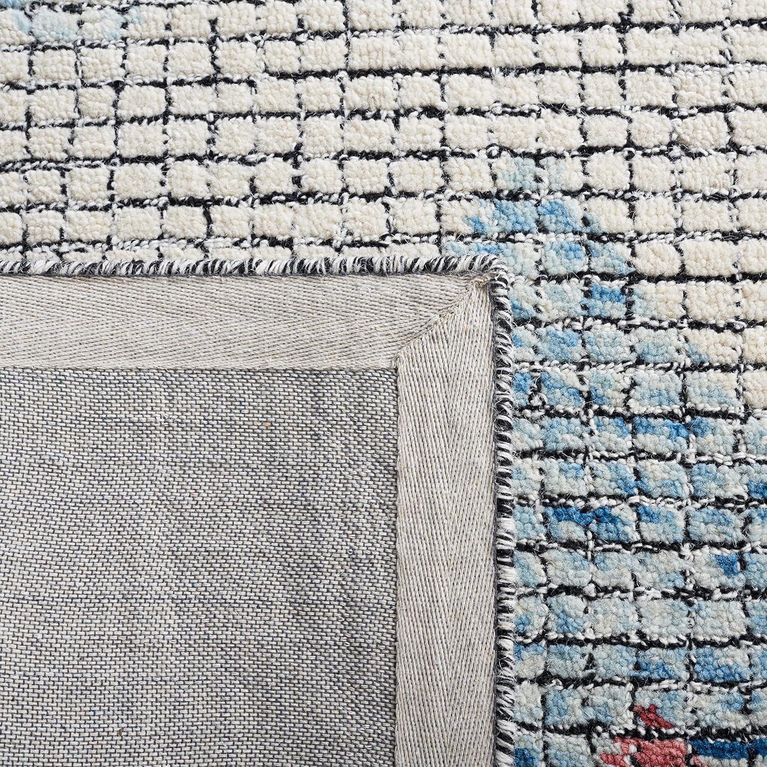Abstract ABT479 Hand Tufted Area Rug - Ivory/Blue - 6' Round - Safavieh .