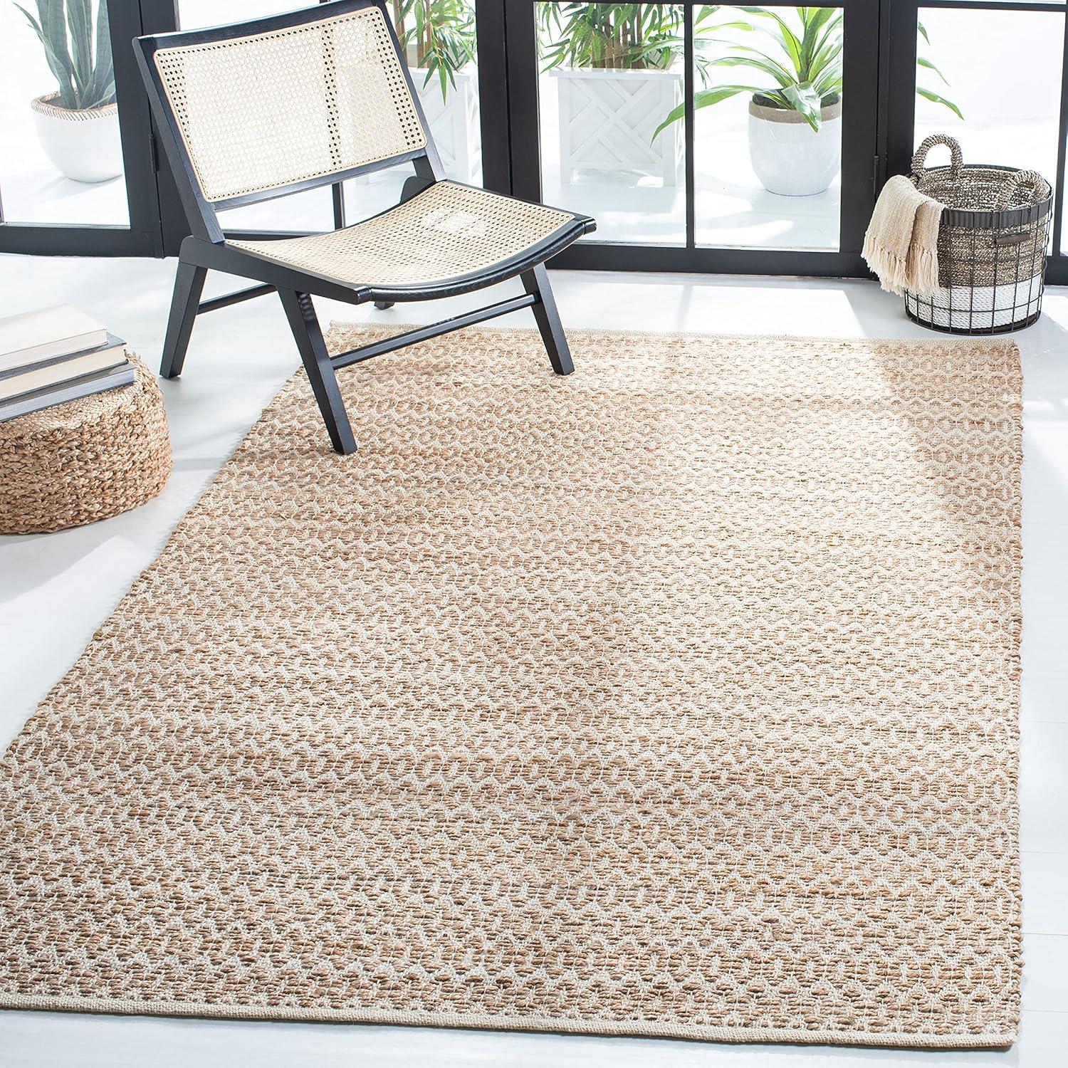 Natural Geometric Hand-Knotted Cotton Area Rug, 3' x 5'