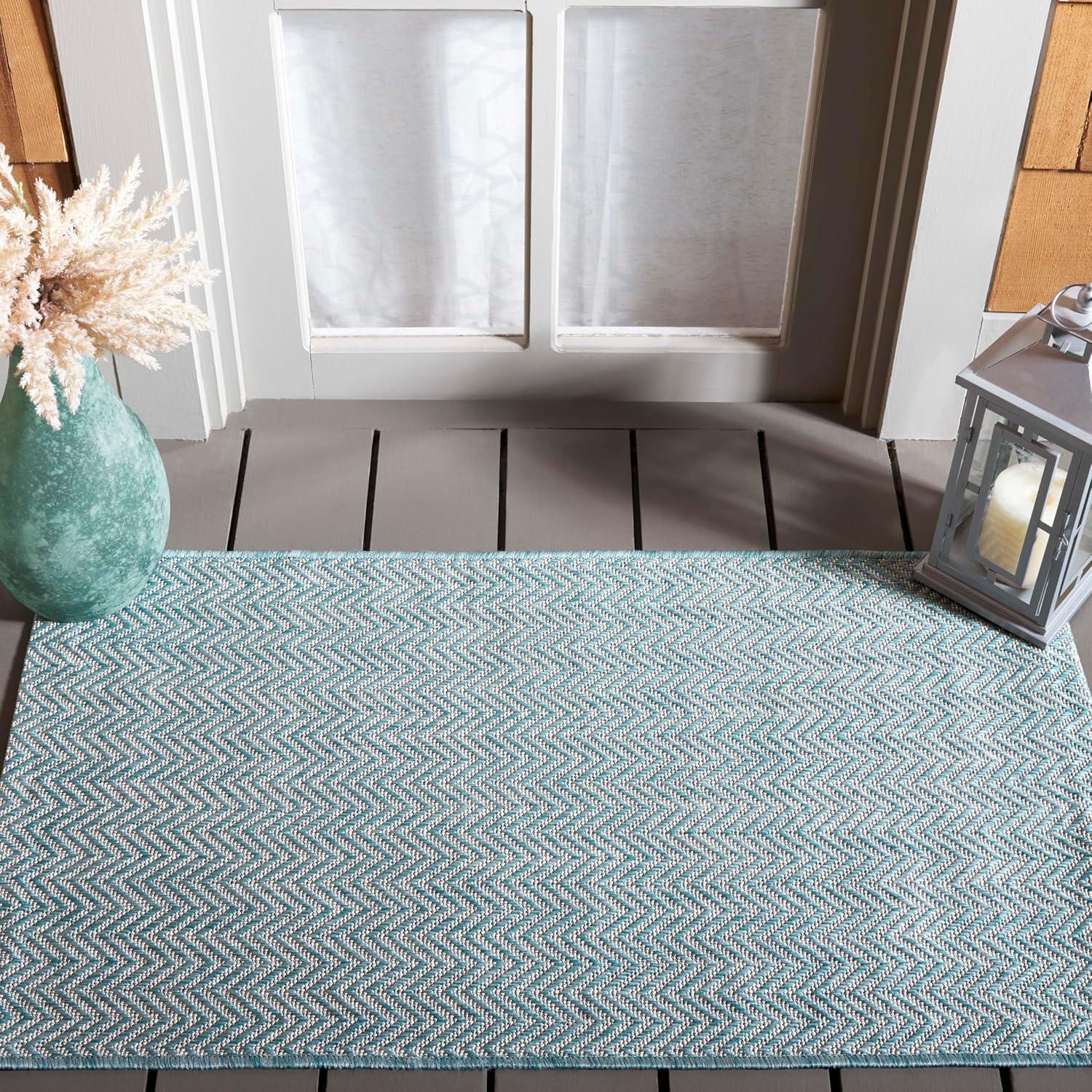 Courtyard CY8022 Power Loomed Indoor and Outdoor Accent Rug - Aqua/Grey - 2'x3'7" - Safavieh