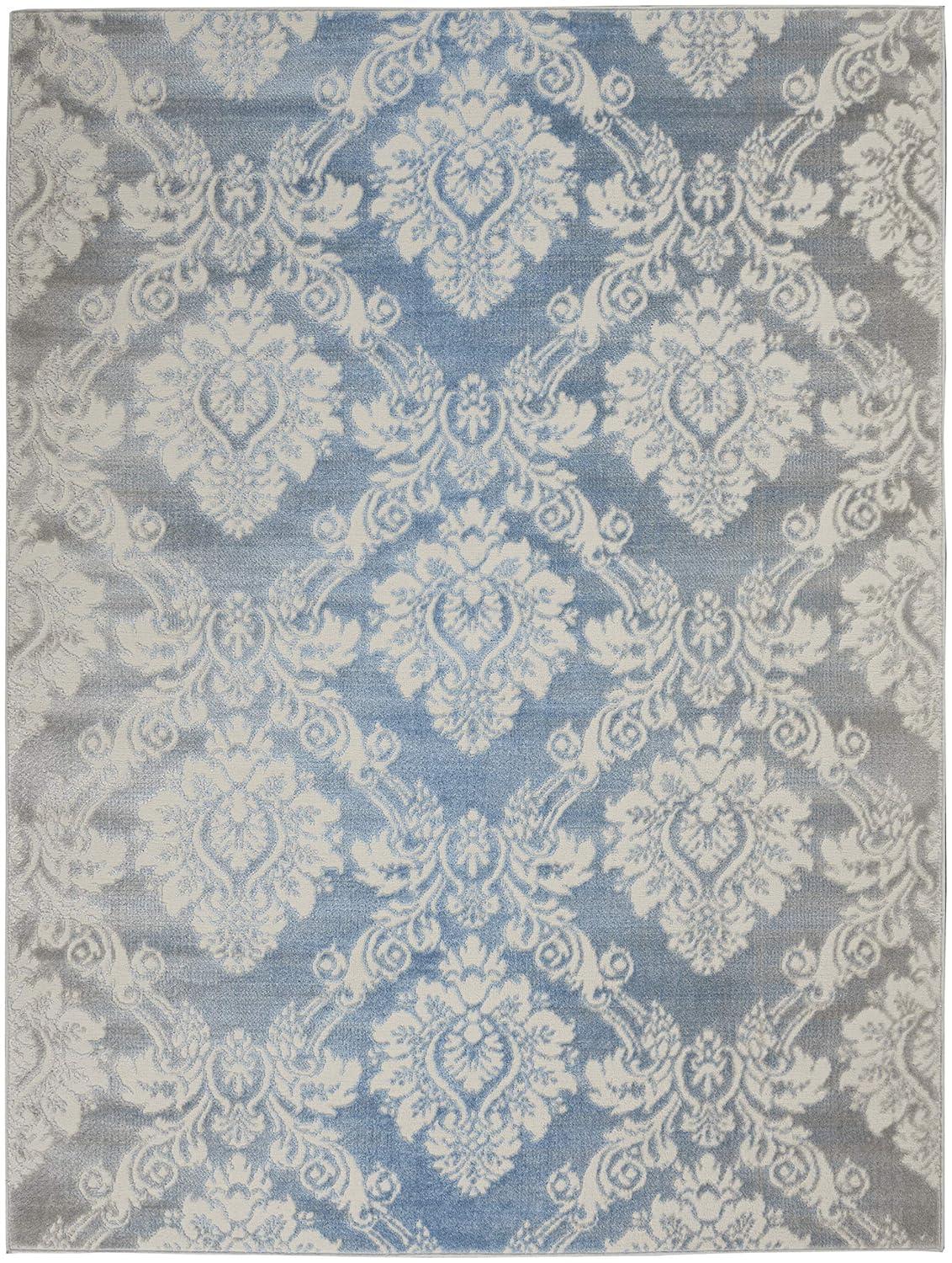 Nourison Elation ETN03 Indoor only Area Rug - Ivory Blue 2'3" x 7'6"