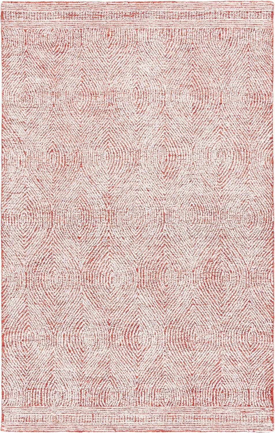 SAFAVIEH Abstract Caelestinus Ogee Wool Area Rug, Ivory/Red, 6' x 9'