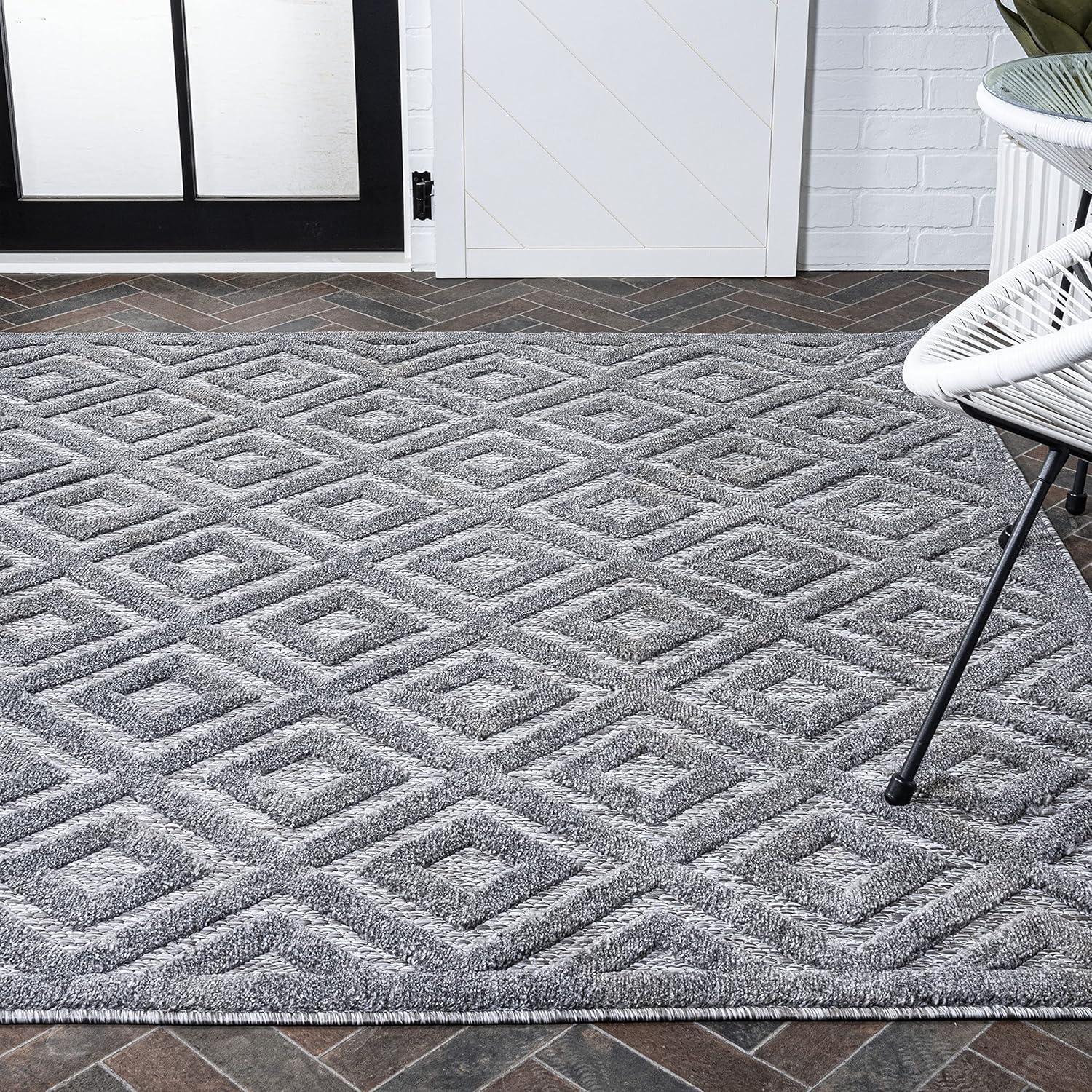 Portmany Neutral Diamond Trellis Indoor/Outdoor Area Rug - JONATHAN Y