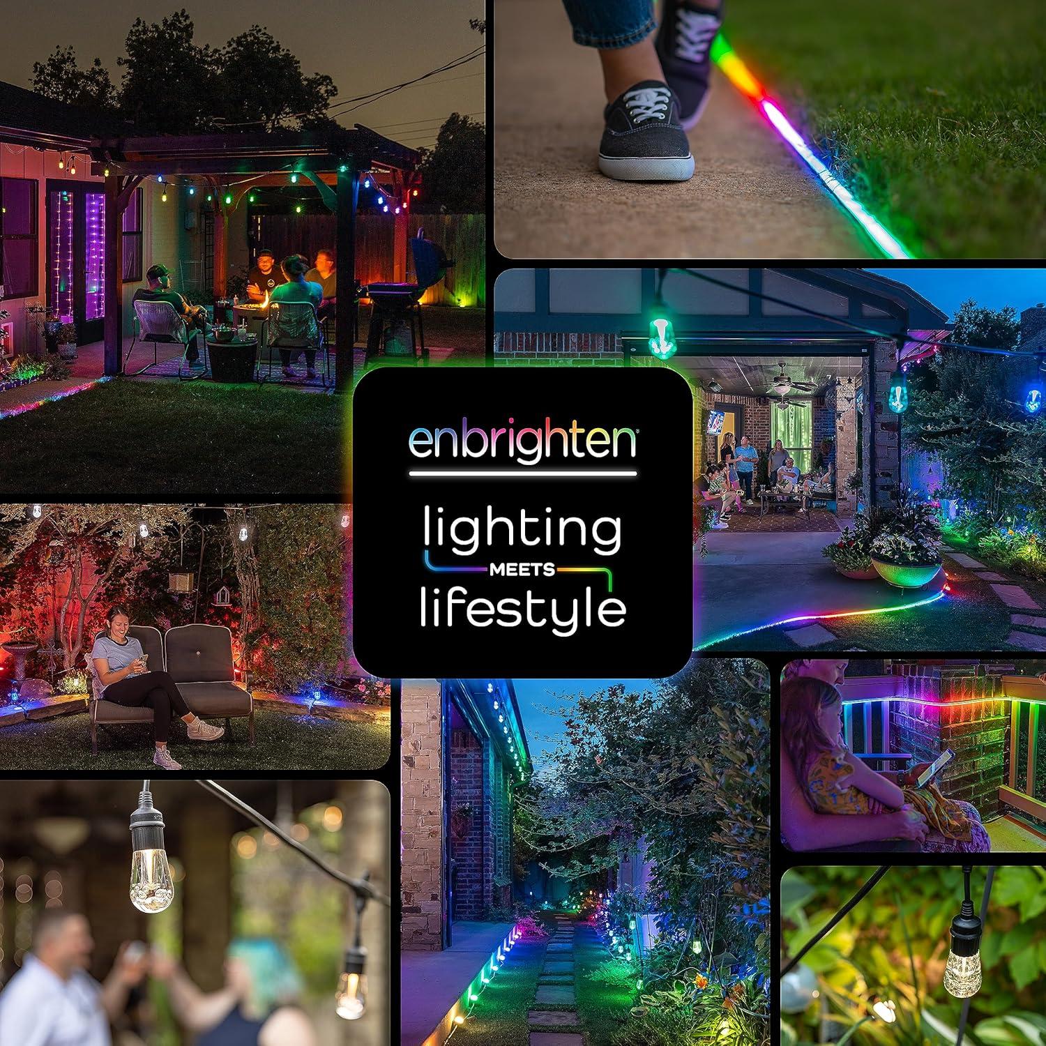 Enbrighten Premium LED Garden Lights, 6 Small Landscape Lights, 10ft Cord plus 22ft Lead Wire, Color Changing, Remote Control, Outdoor Landscape Lighting, 41366