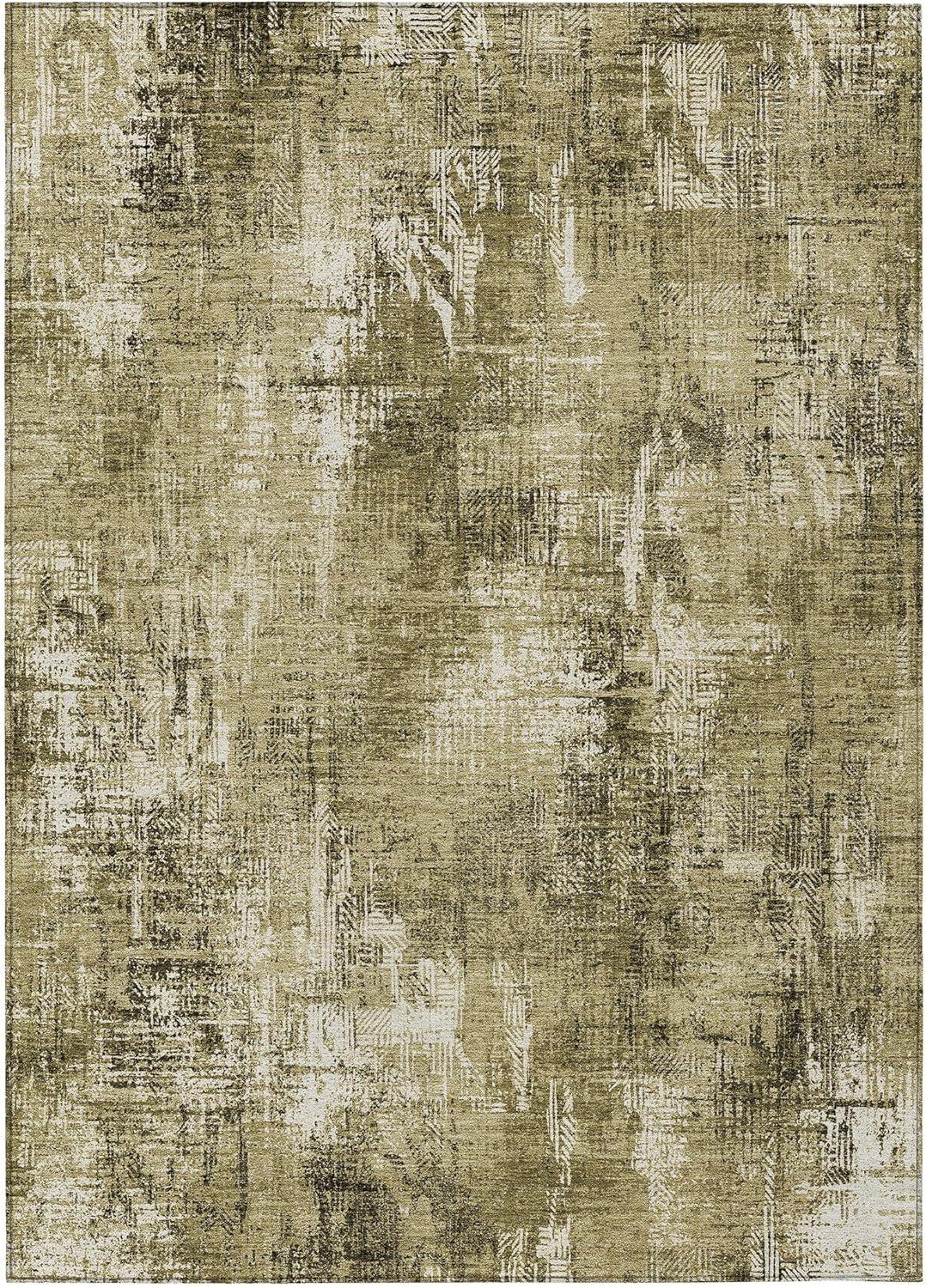 Brown Synthetic Flat Woven 5' x 7' Washable Rug