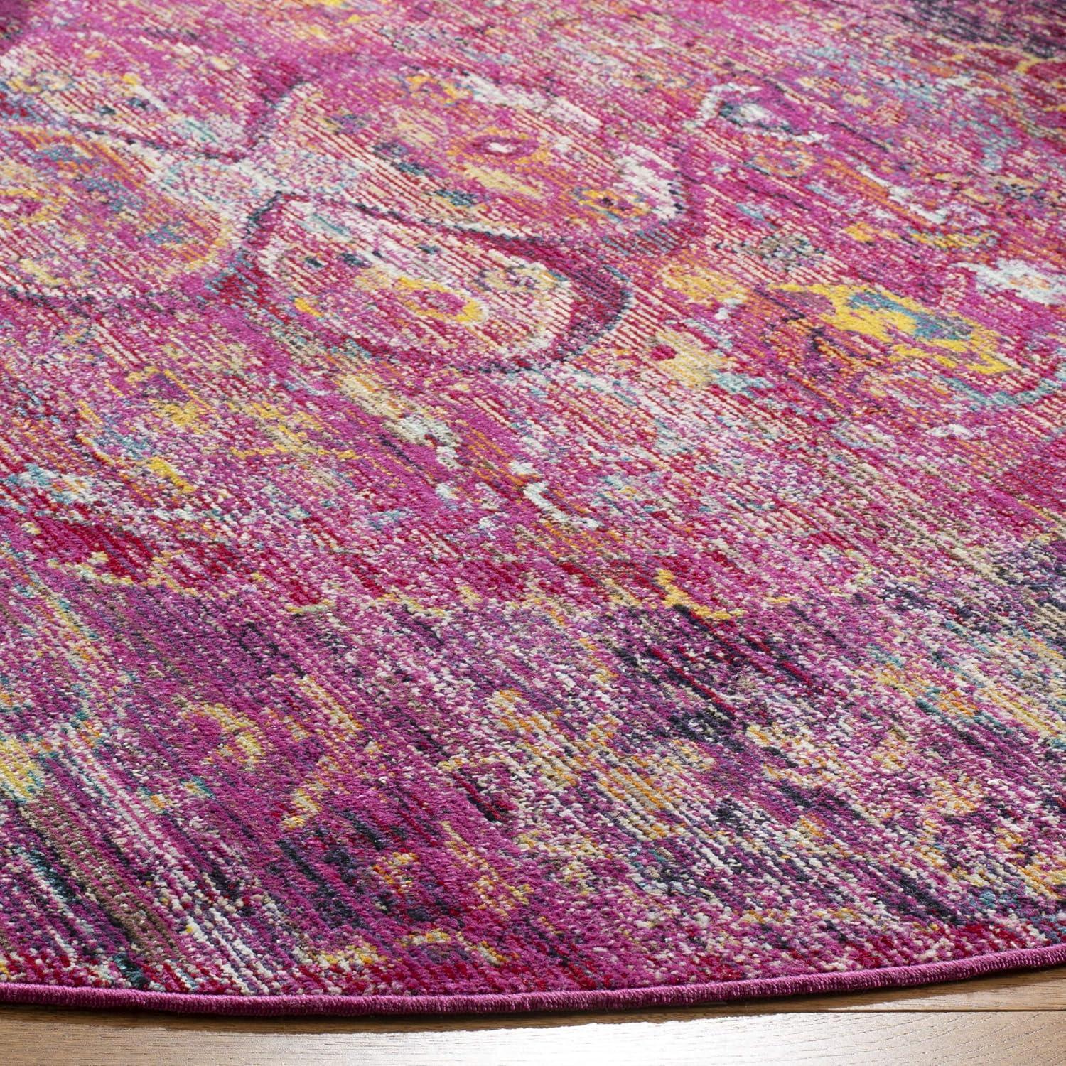 Crystal CRS512 Power Loomed Area Rug - Fuchsia/Purple - 7' Round - Safavieh.